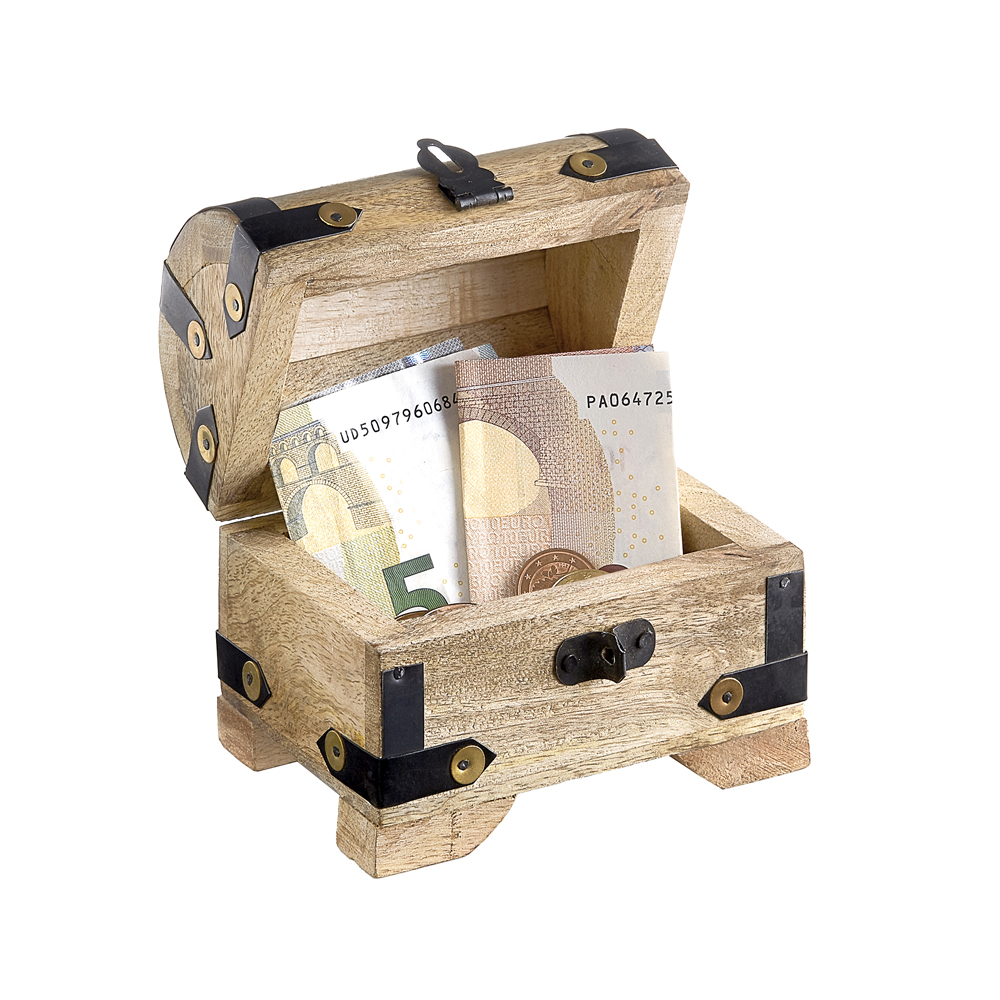 Kleine Schatztruhe aus Holz zur Konfirmation - hell