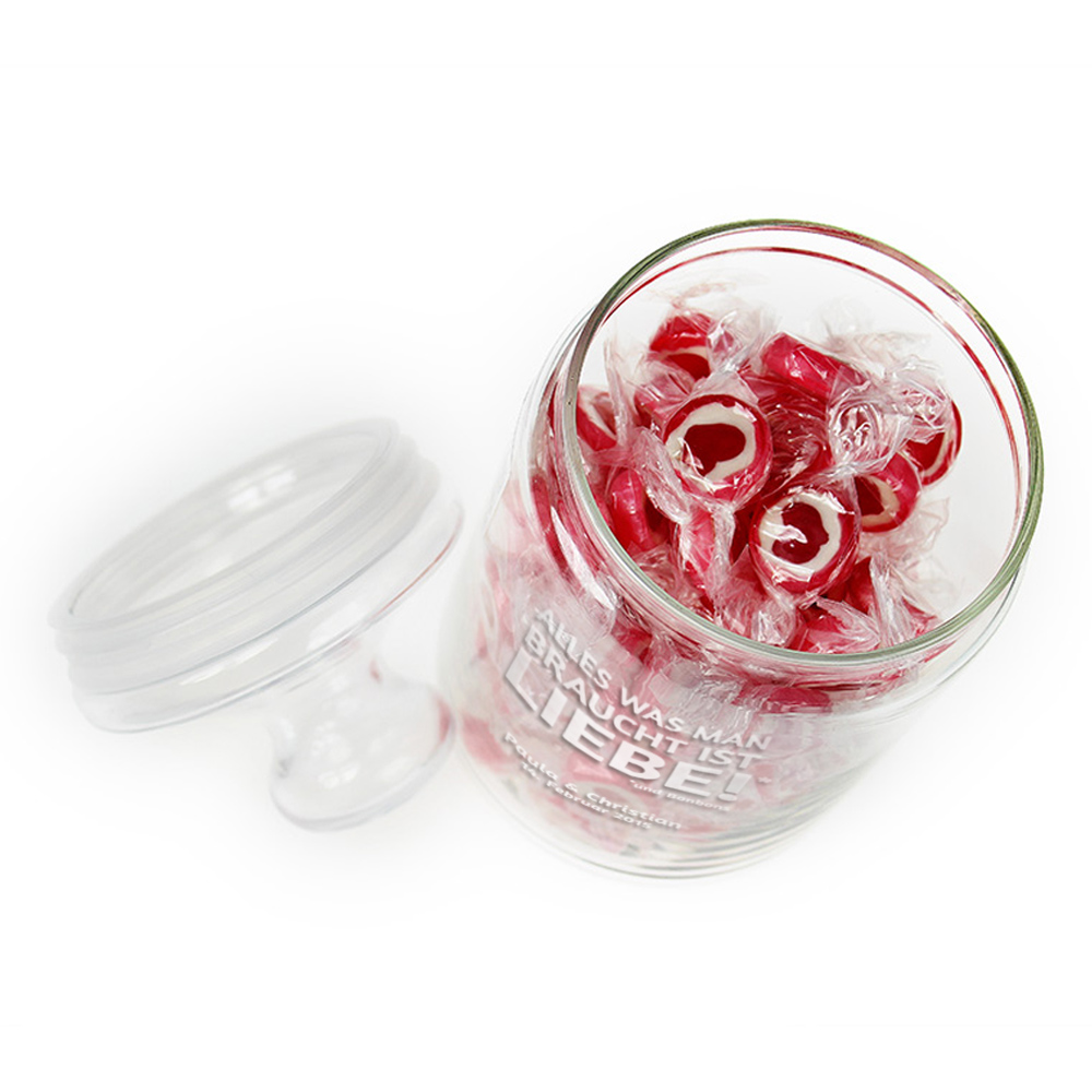 Bonbonglas mit Gravur - Alles was man braucht ist Liebe - personalisiert