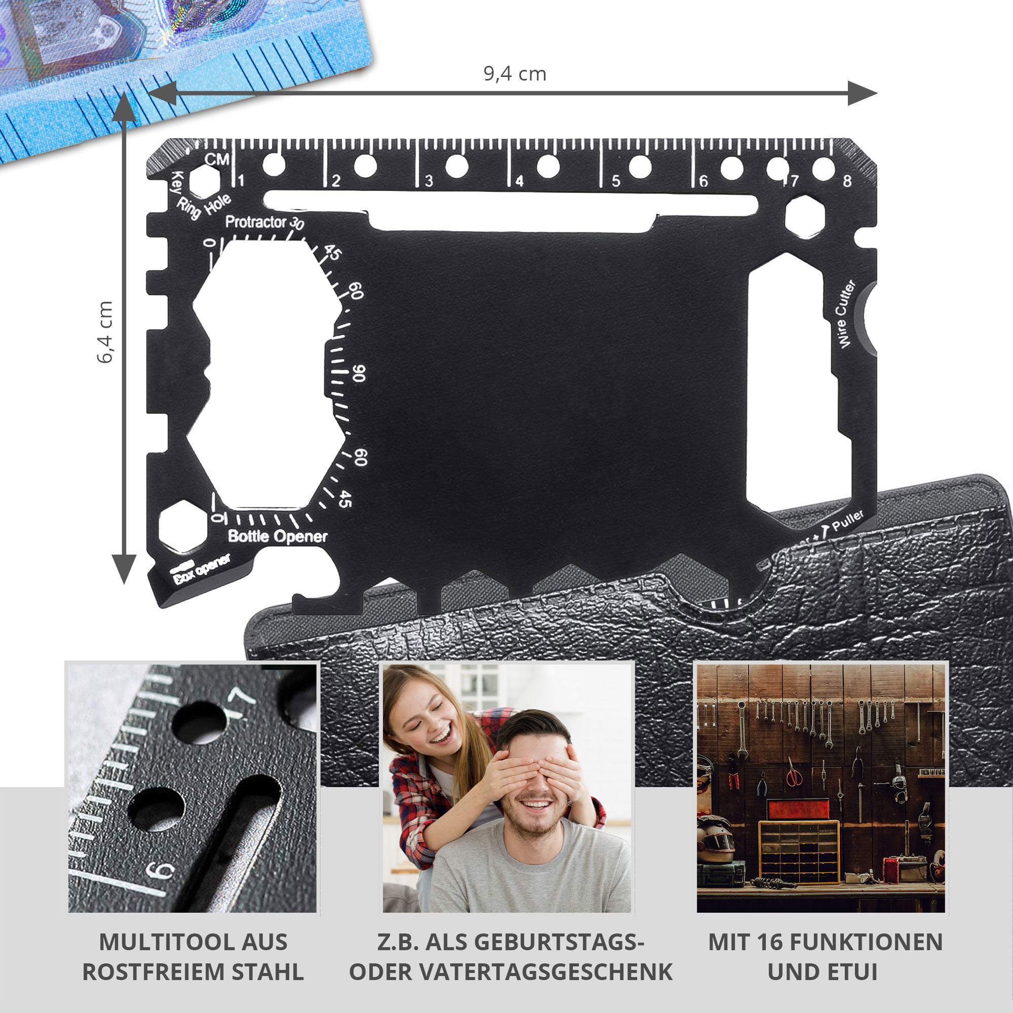 Multifunktionswerkzeug für die Brieftasche