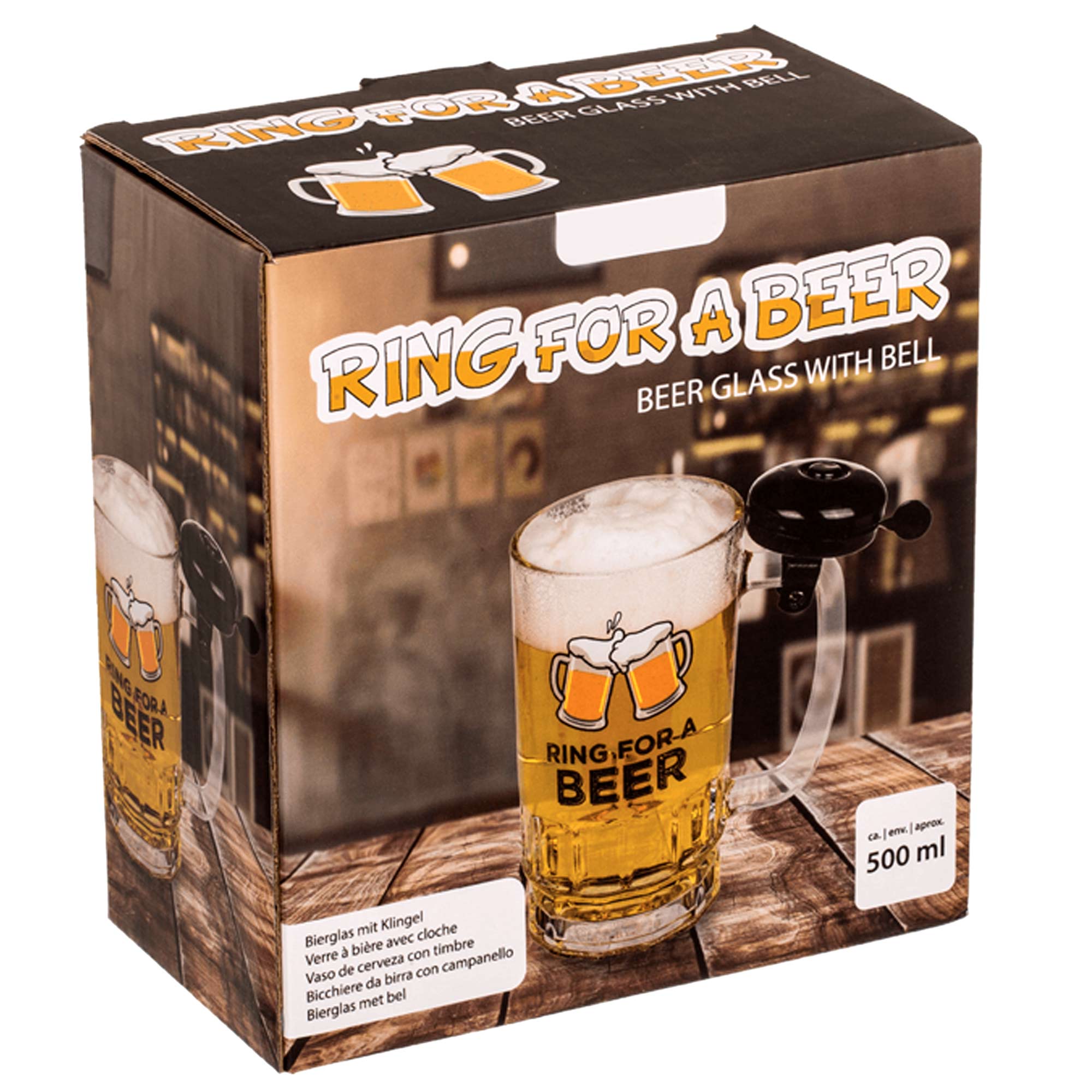 Bierglas mit Klingel - 0,5l Bierkrug