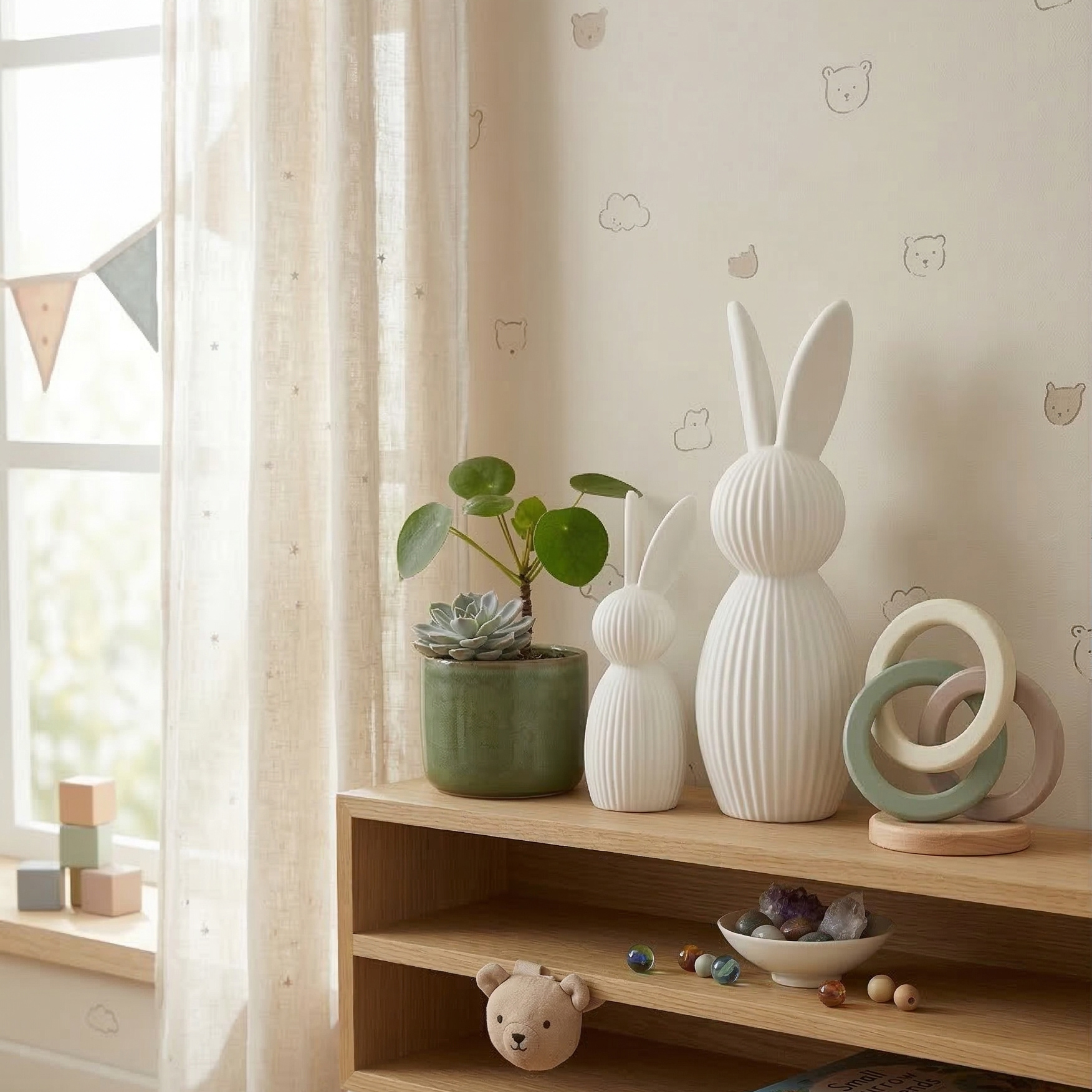 Deko Hasen Set „Scandi Bunny“ – 2 stilvolle Dekofiguren in Weiß