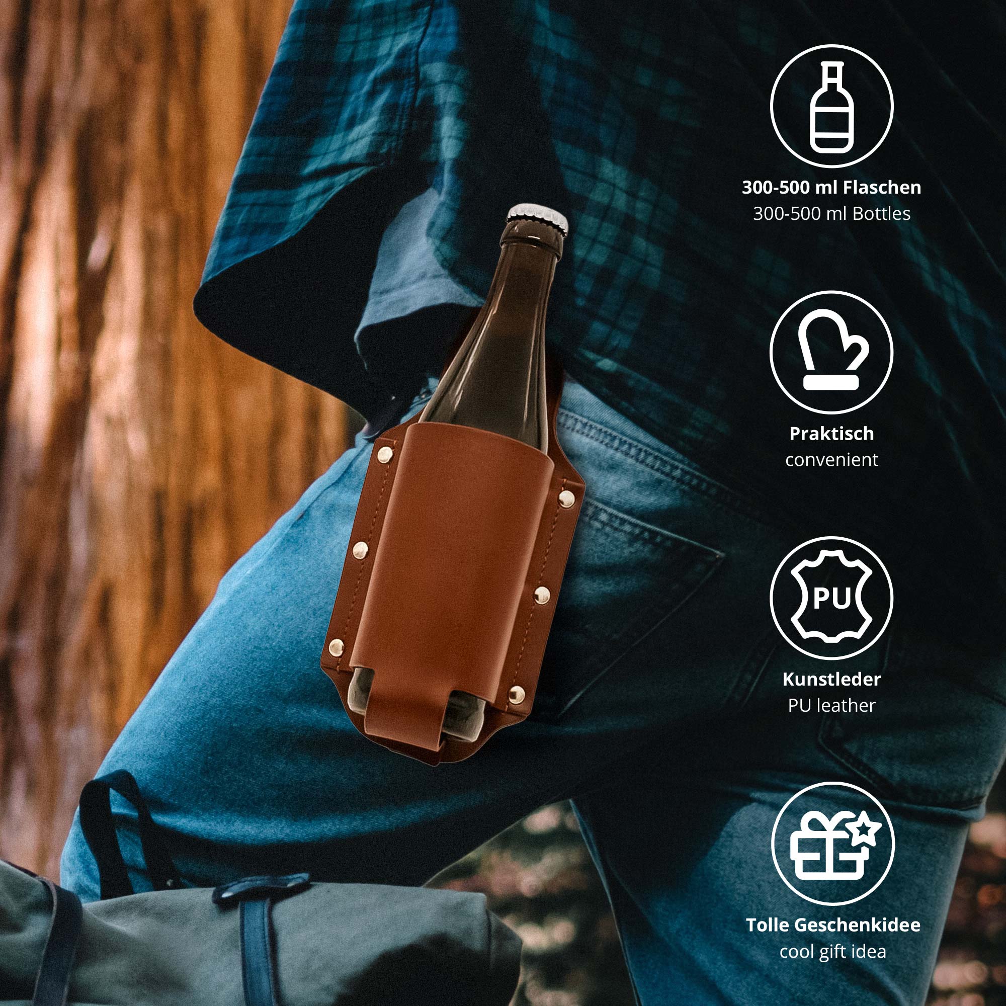Kultiger Bierholster aus echtem Leder