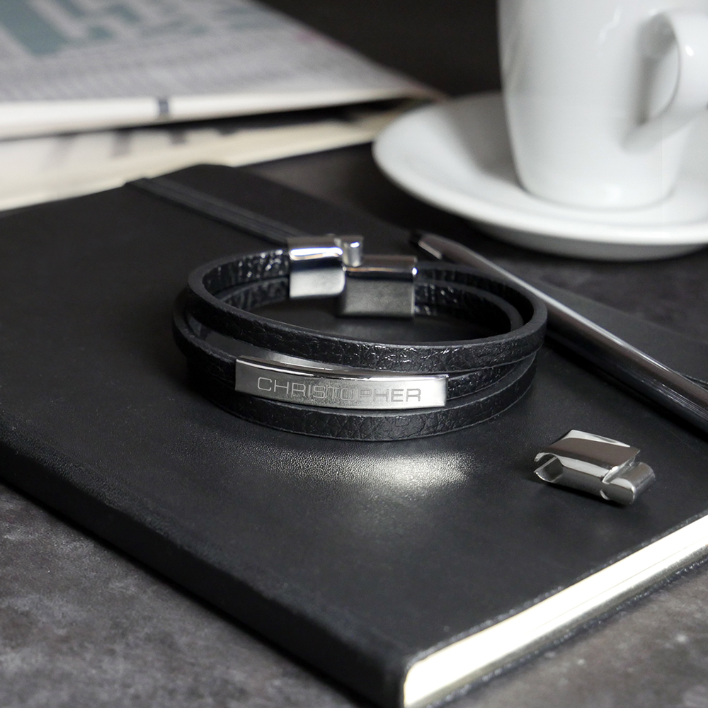 Herrenarmband mit Gravur - Lederarmband mit Namen