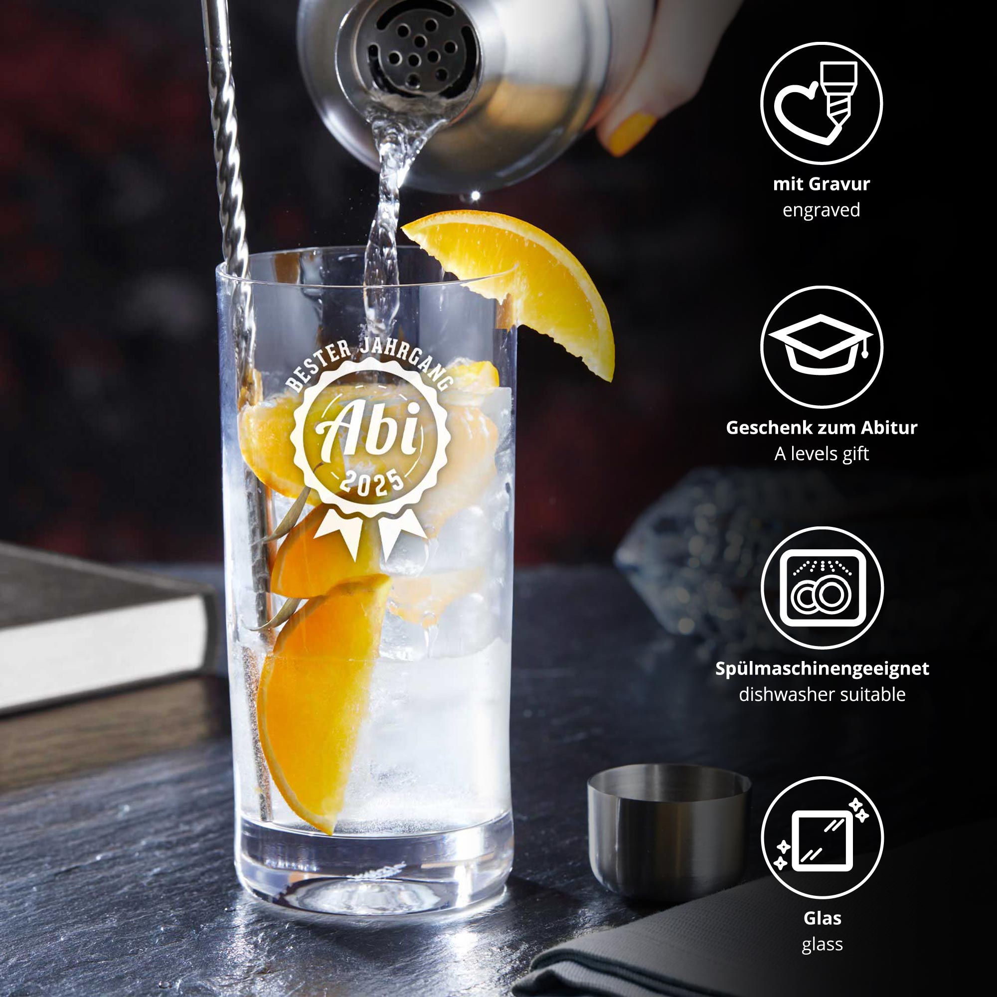 Craft Bier Glas mit Gravur - Abitur Jahrgang