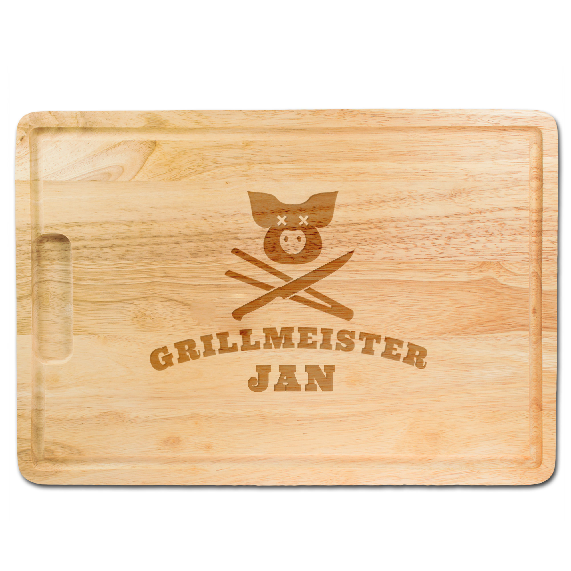 BBQ Set - Grillbesteck im Koffer - Schneidebrett mit Gravur - Grillmeister