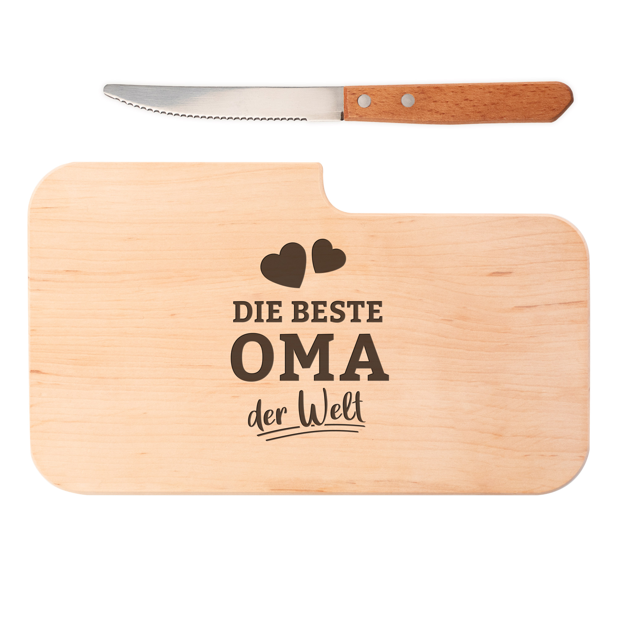 Frühstücksbrett mit Messer - 2er Set für Oma & Opa