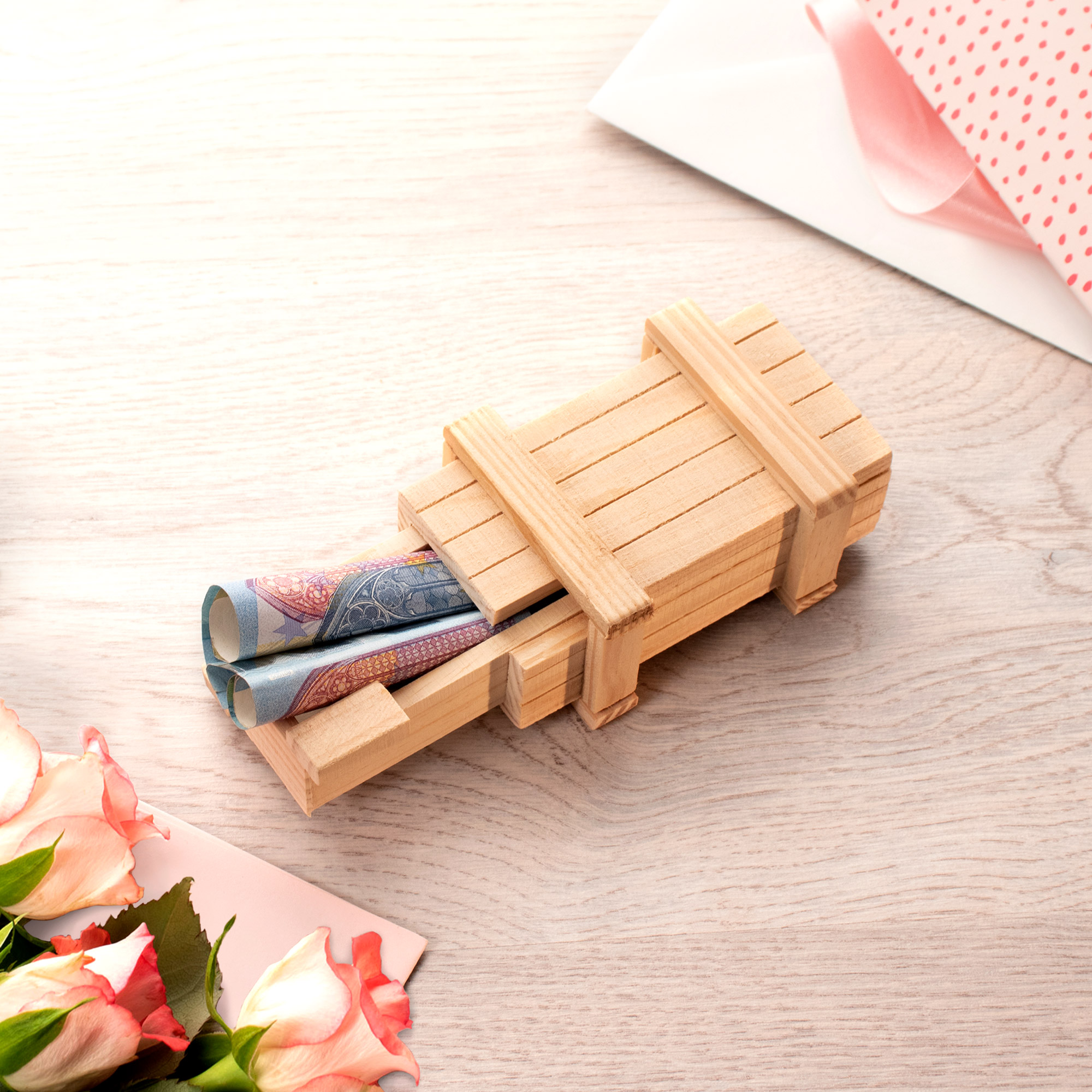 Magische Geschenkbox mit Gravur - Heiratsantrag - helles Holz