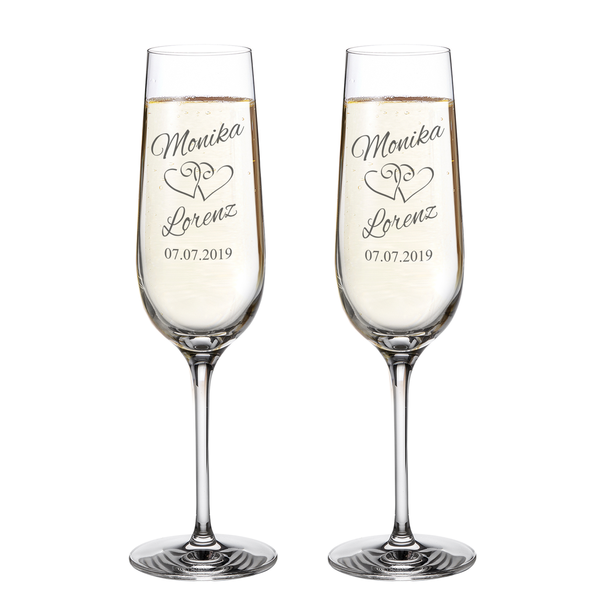 2er Set Sektgläser zur Hochzeit mit Gravur - personalisiert, Braut, Bräutigam, Geschenke für Männer , 2er Set