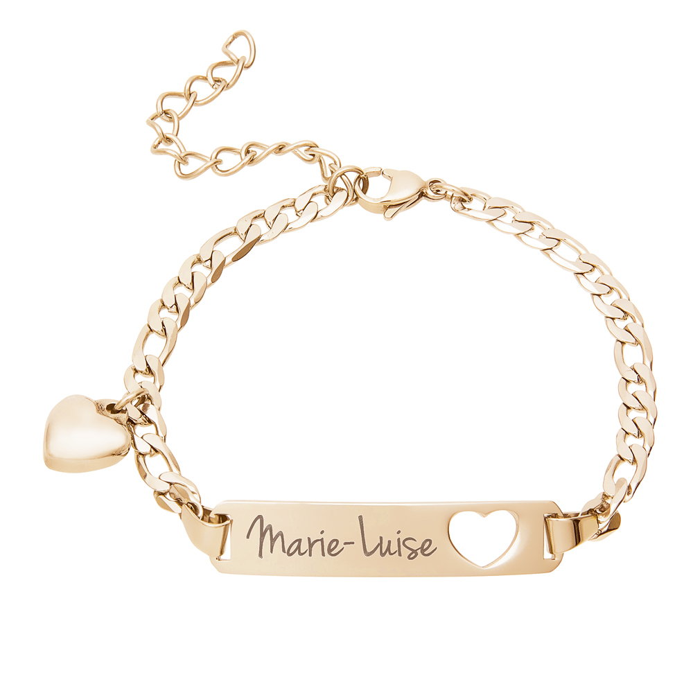 Armband mit Gravur - Name - Herz - Gold