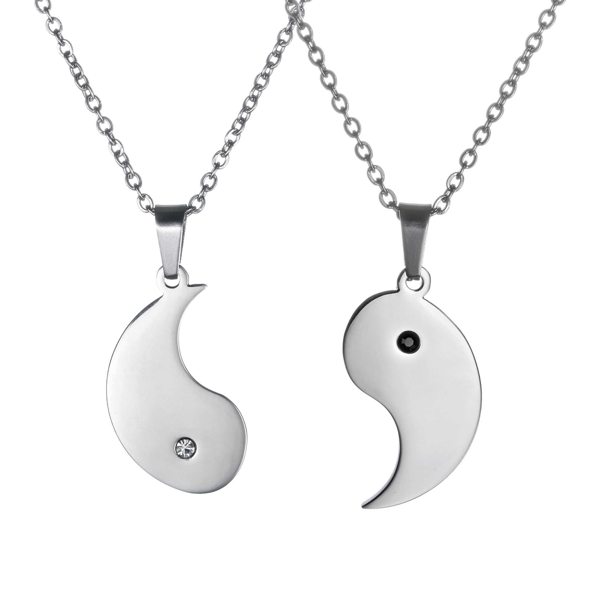 Partner Halskette mit Namensgravur - Yin und Yang