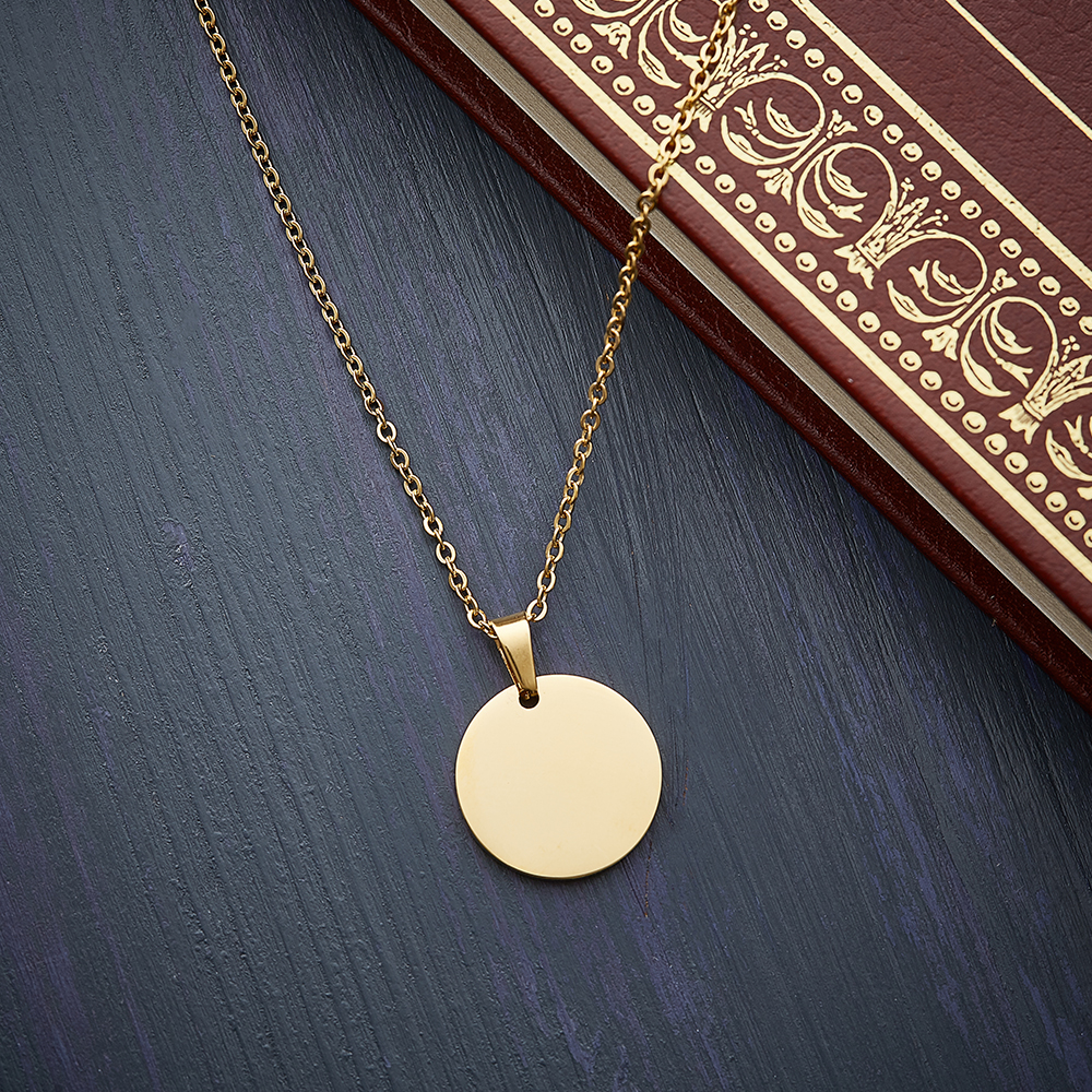 Kette mit Kreisanhänger - Edelstahl - Farbe Gold