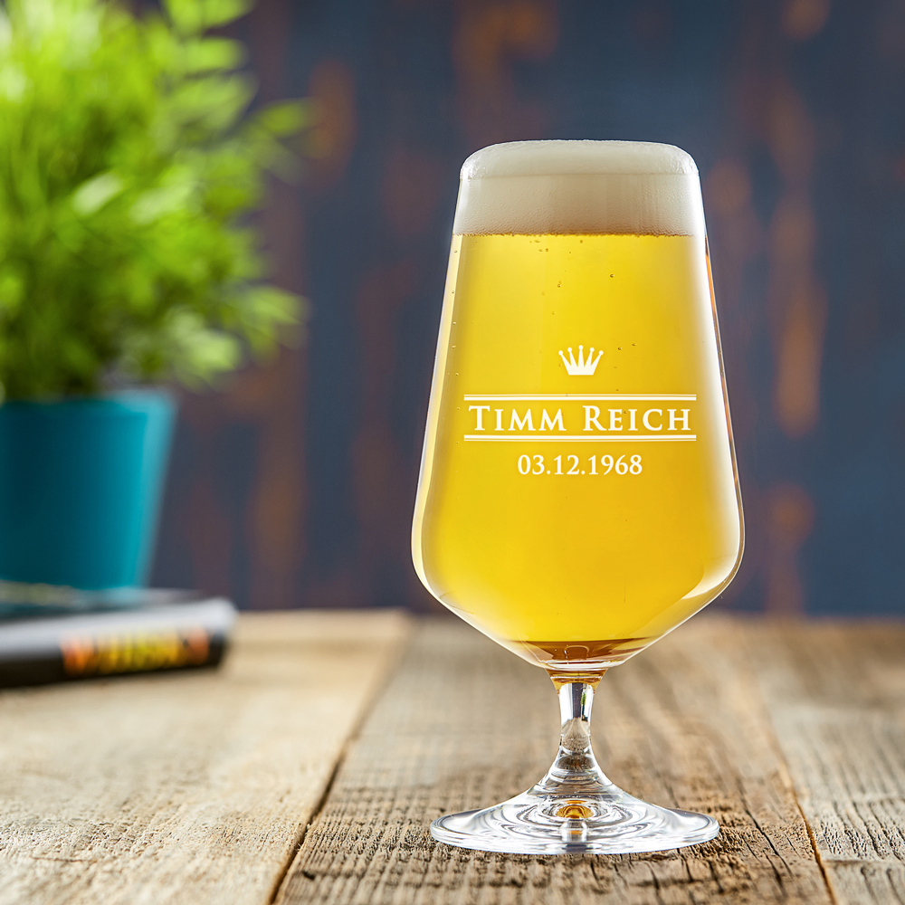 Pilsglas mit Kronen-Gravur - Bierglas Personalisiert