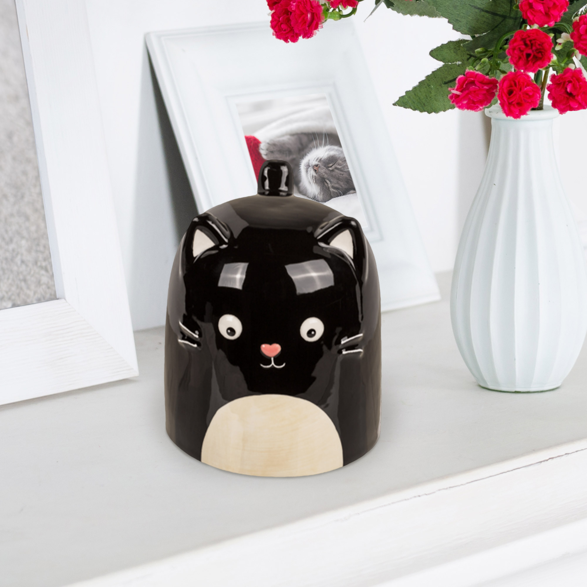 Teetasse in Katzenform, Latte Becher aus Keramik, Umgedrehte Tier Tasse, 400 ml Tasse für Heißgetränke, Kaffeetasse für Katzenfreunde, Katzen Mug