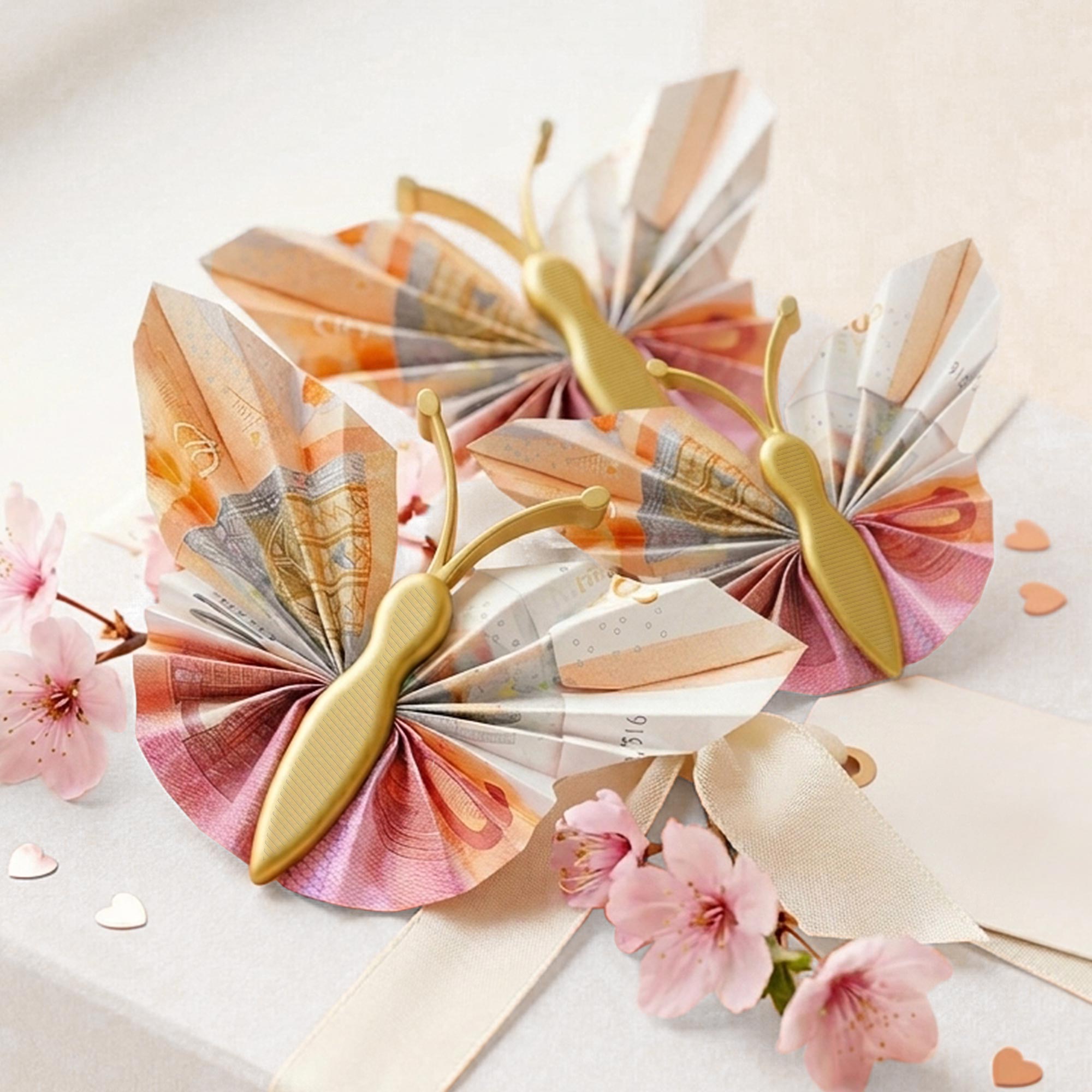 Geldgeschenk Schmetterling - 3er Set Geschenkverpackung für Geld in Gold