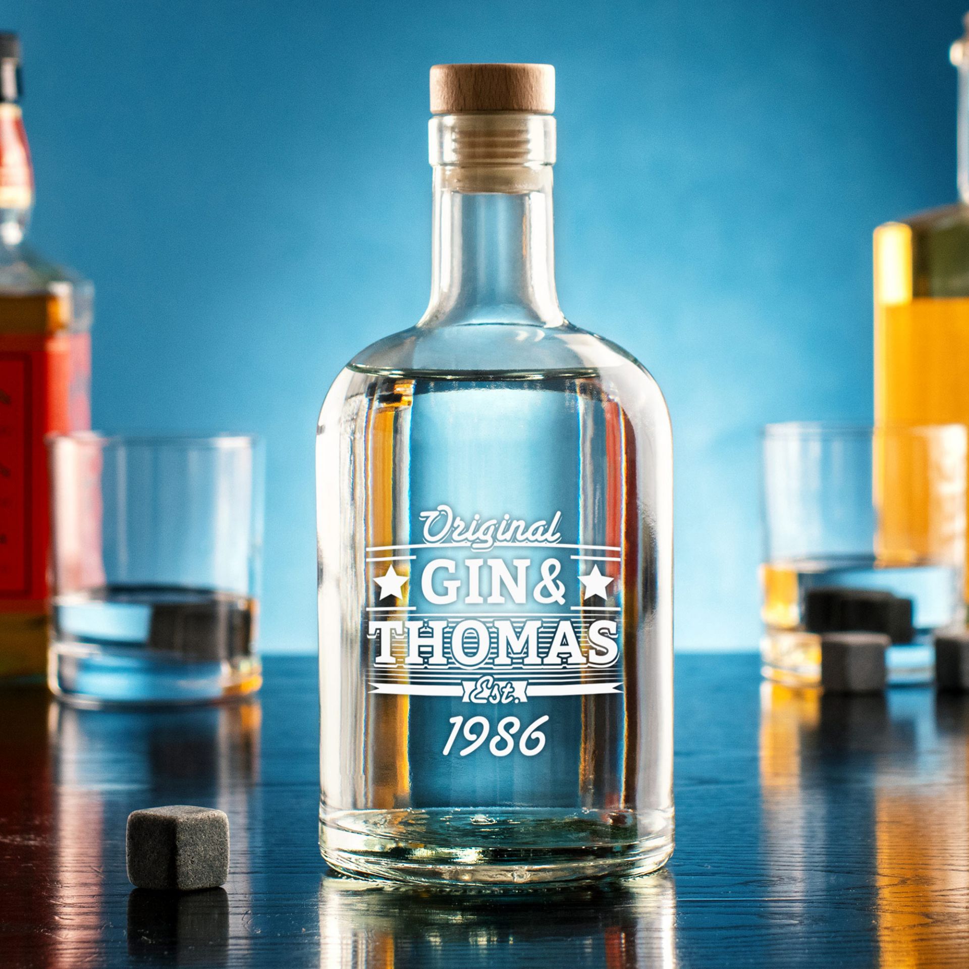 Gin Glasflasche mit Gravur - Gin & Geburtstag