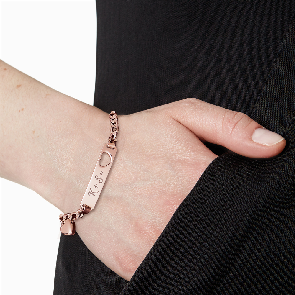Roségold Armband mit Herzstanze - Initialen Gravur