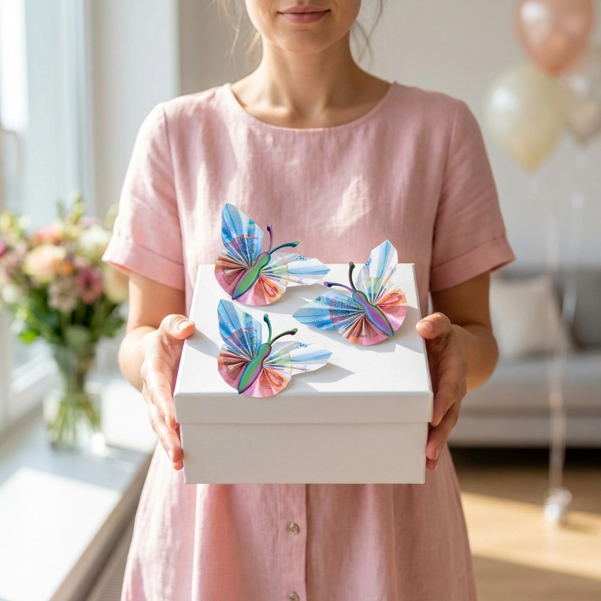 Geldgeschenk Schmetterling - 3er Set Geschenkverpackung für Geld mit Farbverlauf