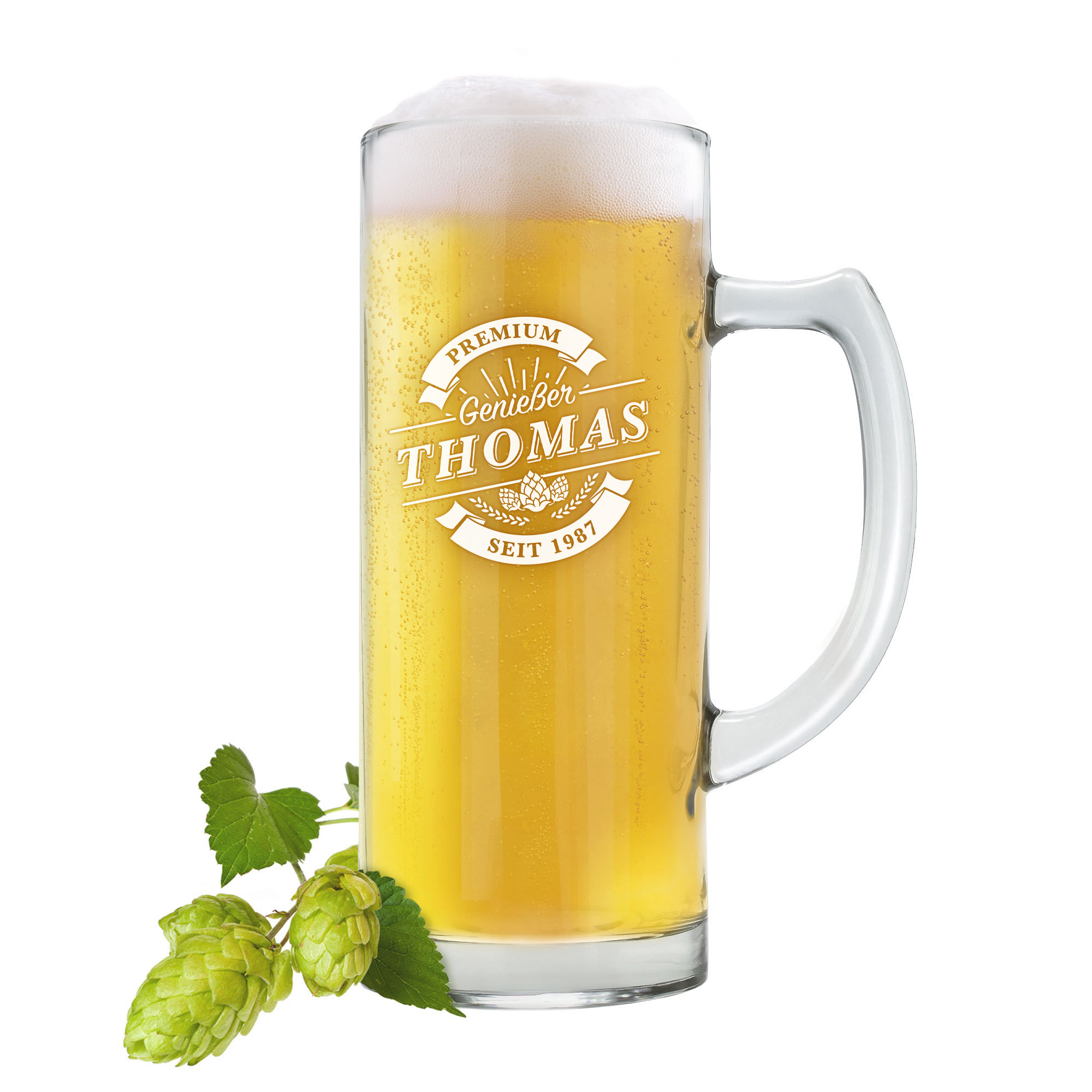 Bierkrug mit Gravur - Premium Genießer
