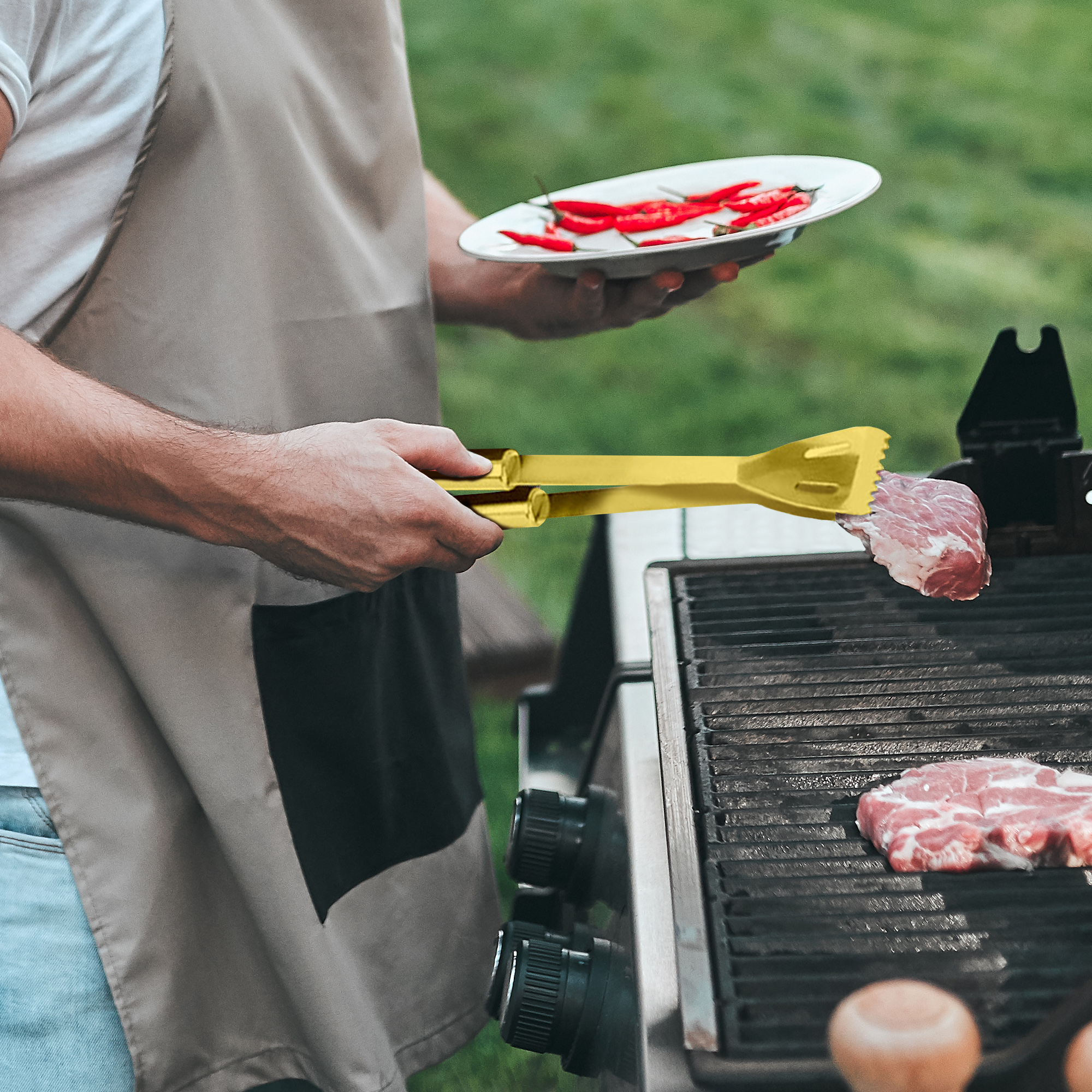 Goldenes Grillbesteck - 5-teiliges Grillset Deluxe  3