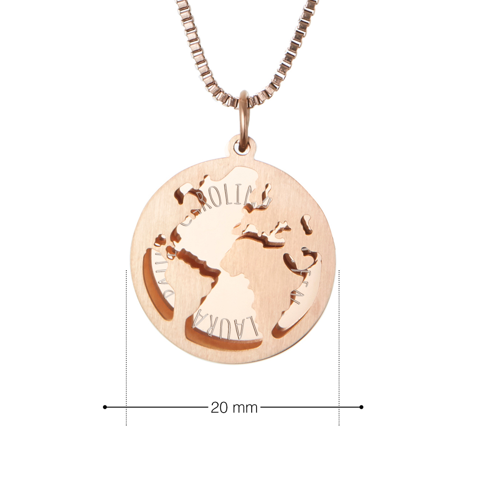 Kette mit Anhänger Welt - Namen - Roségold