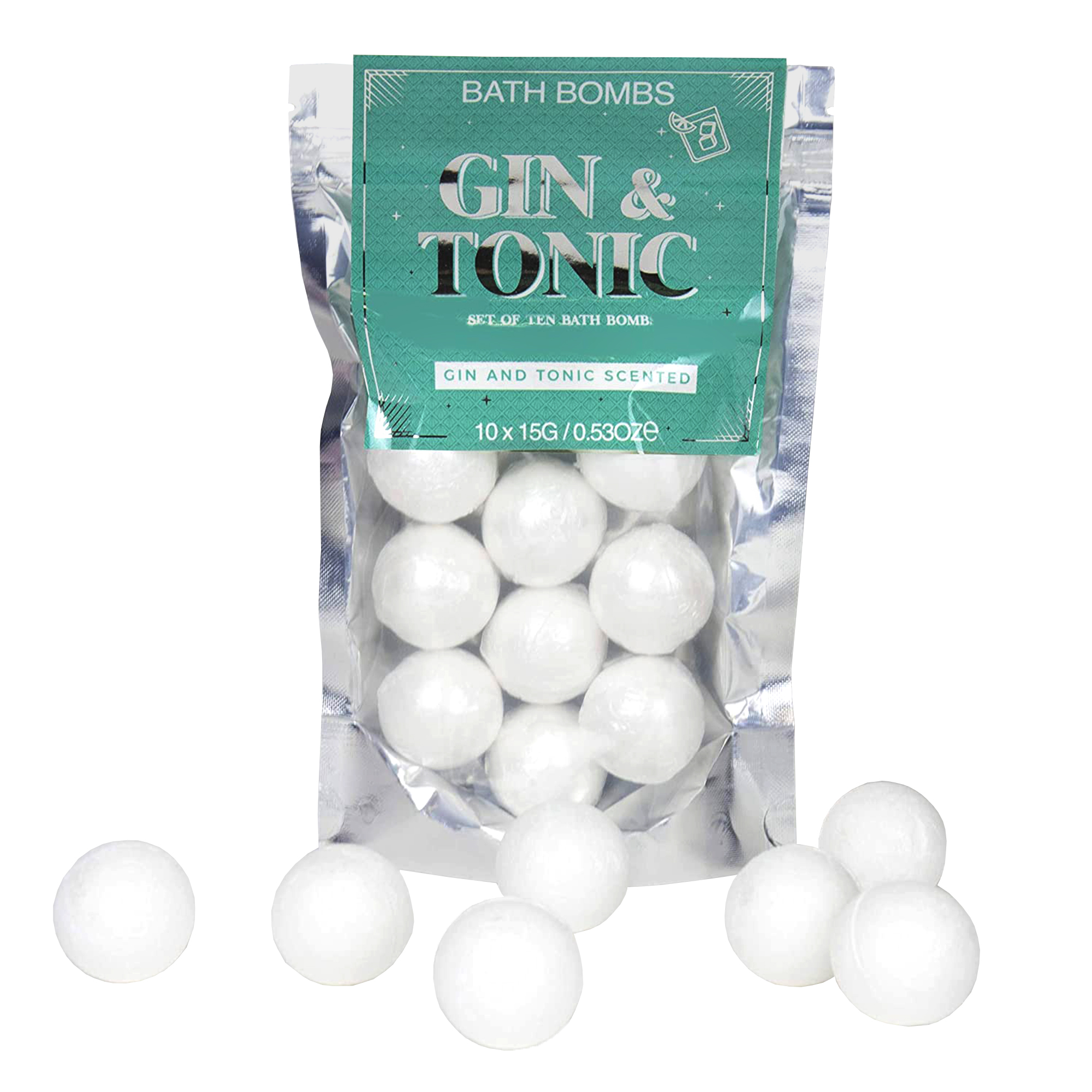 Badekugeln mit Gin Tonic Aroma, Badeperlen für die Badewanne, Glitzernde Wellness Badefizzer im Geschenkset, Seife mit Gin-Tonic Duft zum Baden