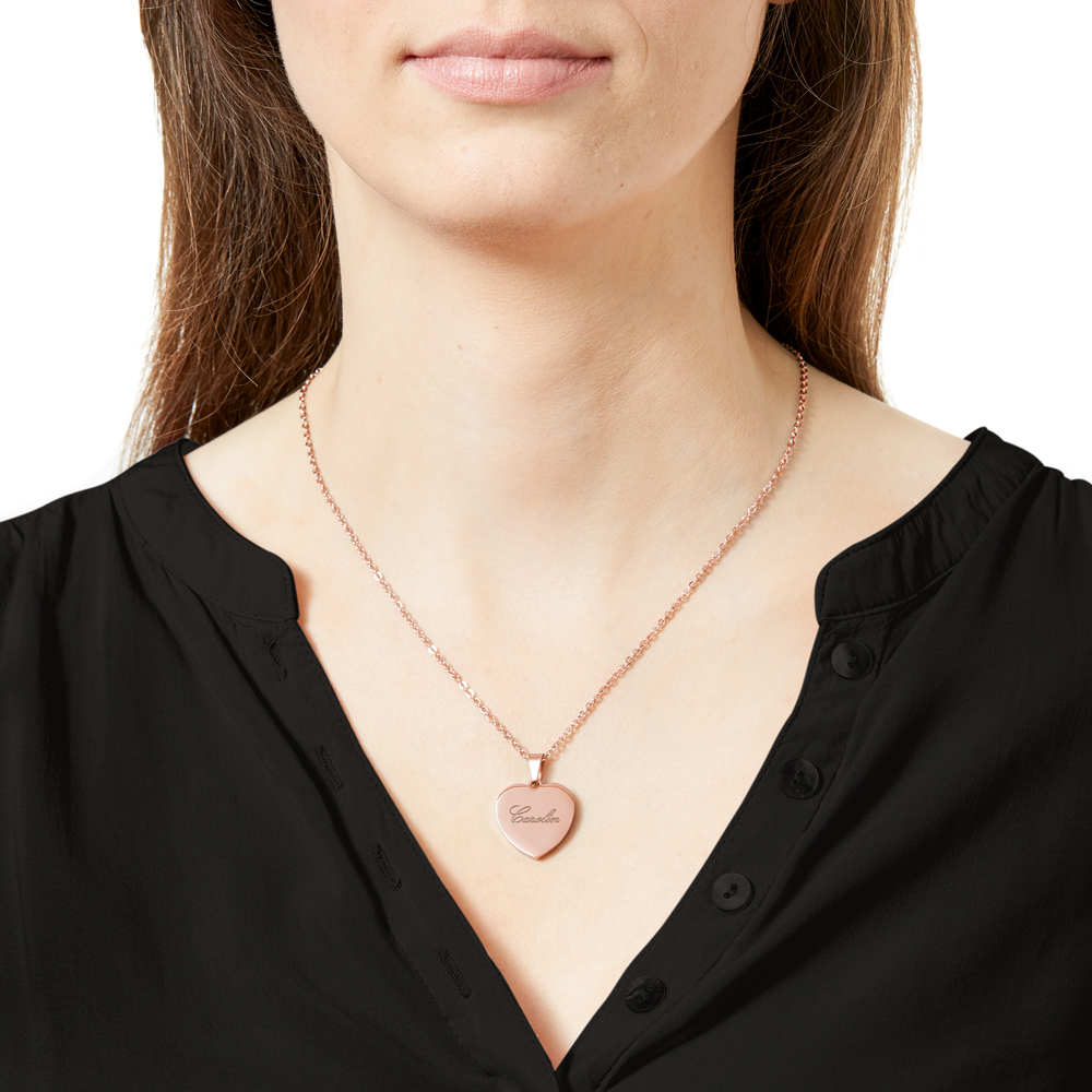 Kette mit Herz-Anhänger - Gravur Name - Roségold