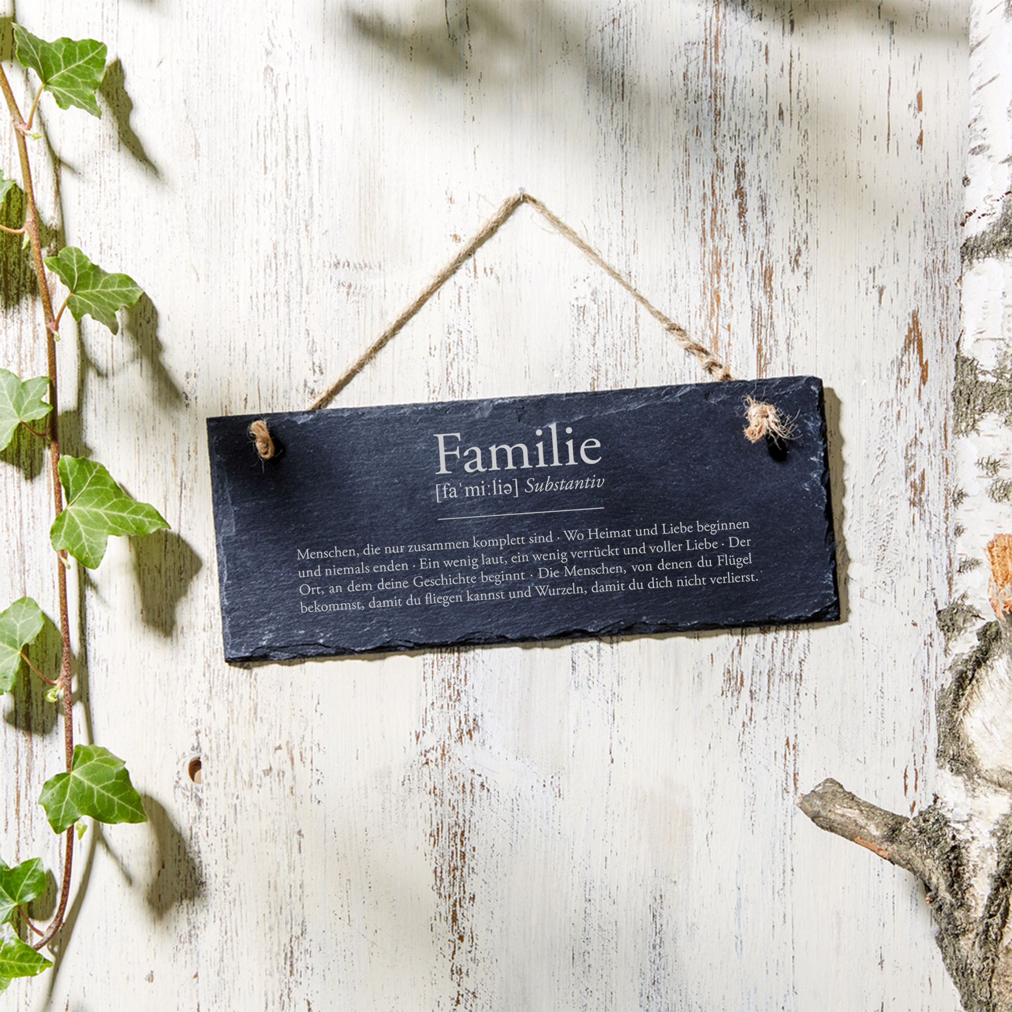 Schiefertafel mit Gravur - Definition Familie