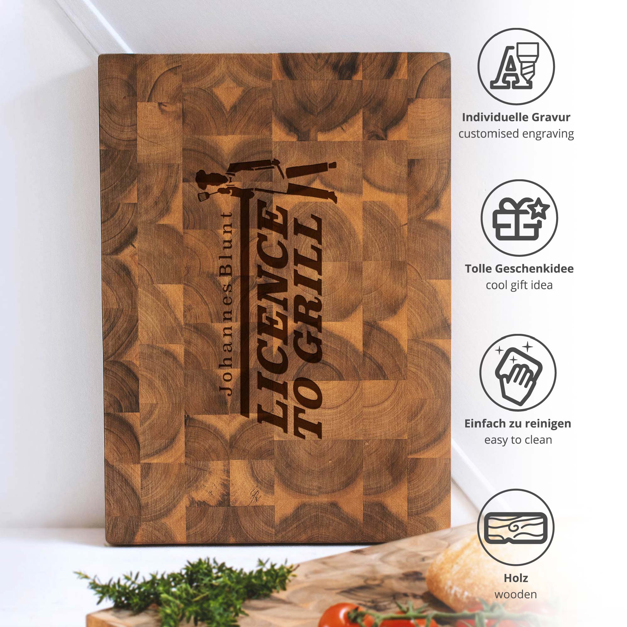 Premium Stirnholz Schneideblock Akazie - Licence to Grill