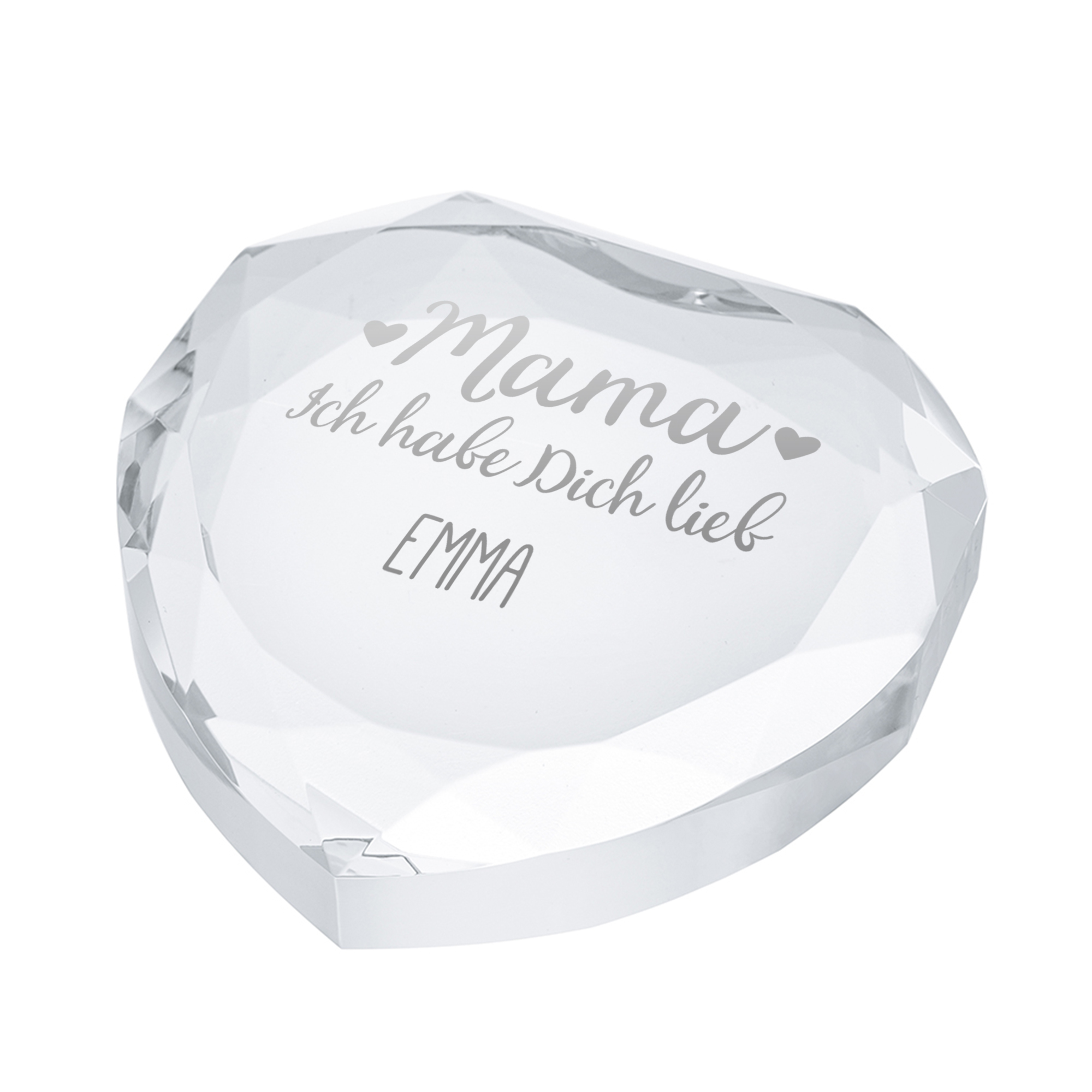 Herzkristall aus Glas für Mama - Personalisiert