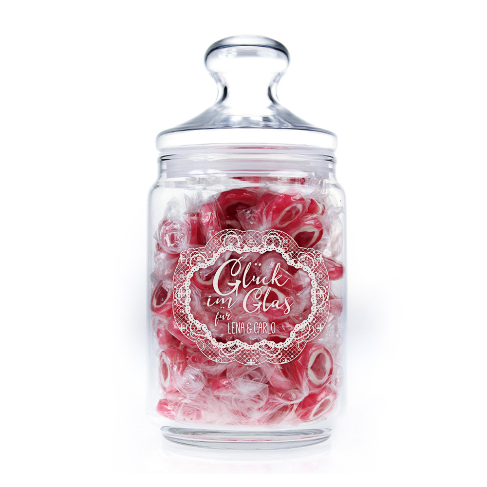 Bonbonglas mit Gravur - Glück im Glas - personalisiert