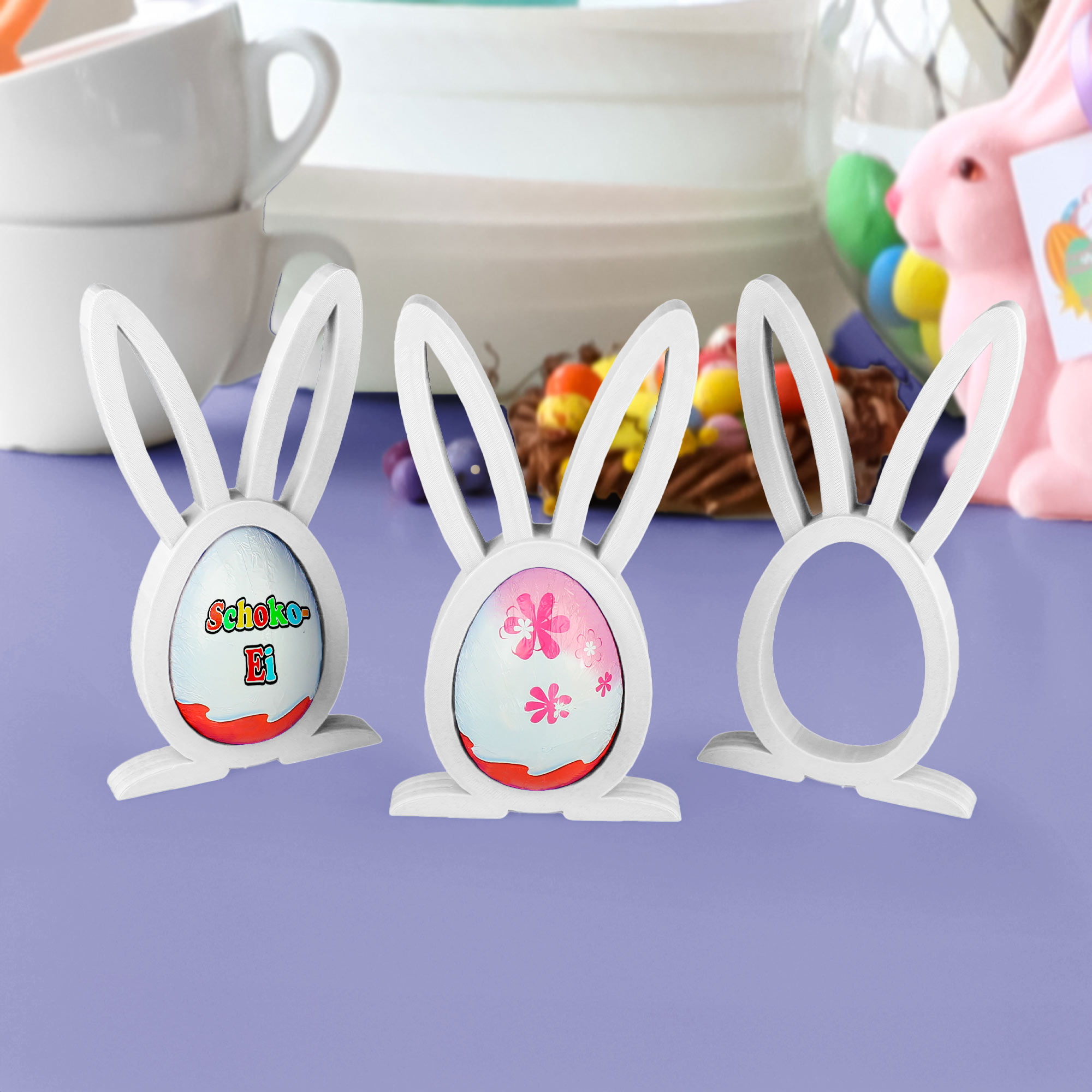 Osterhase Ü-Ei Halter im 3er Set - Weiß