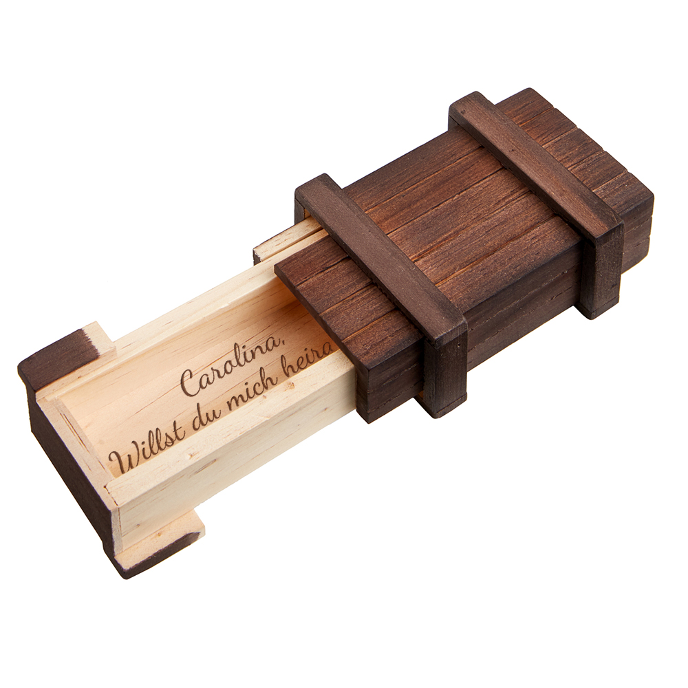 Magische Geschenkbox mit Gravur - Heiratsantrag - dunkles Holz