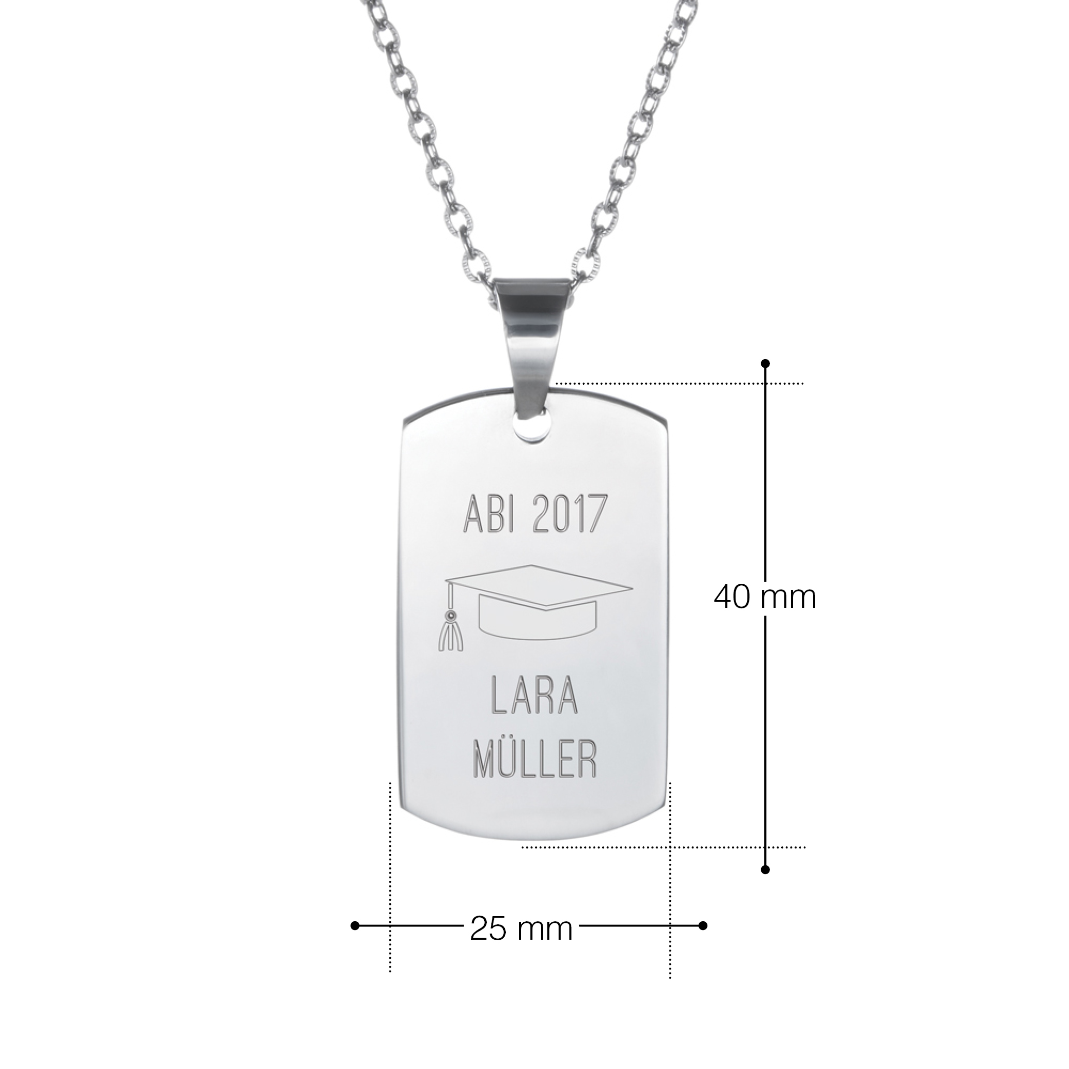 Dog Tag Kette mit Gravur - Abitur - personalisiert