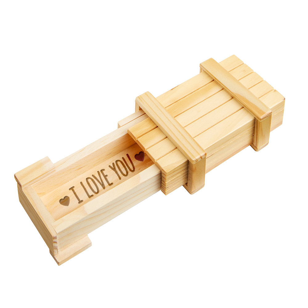 Magische Geschenkbox mit Gravur - I love you - helles Holz