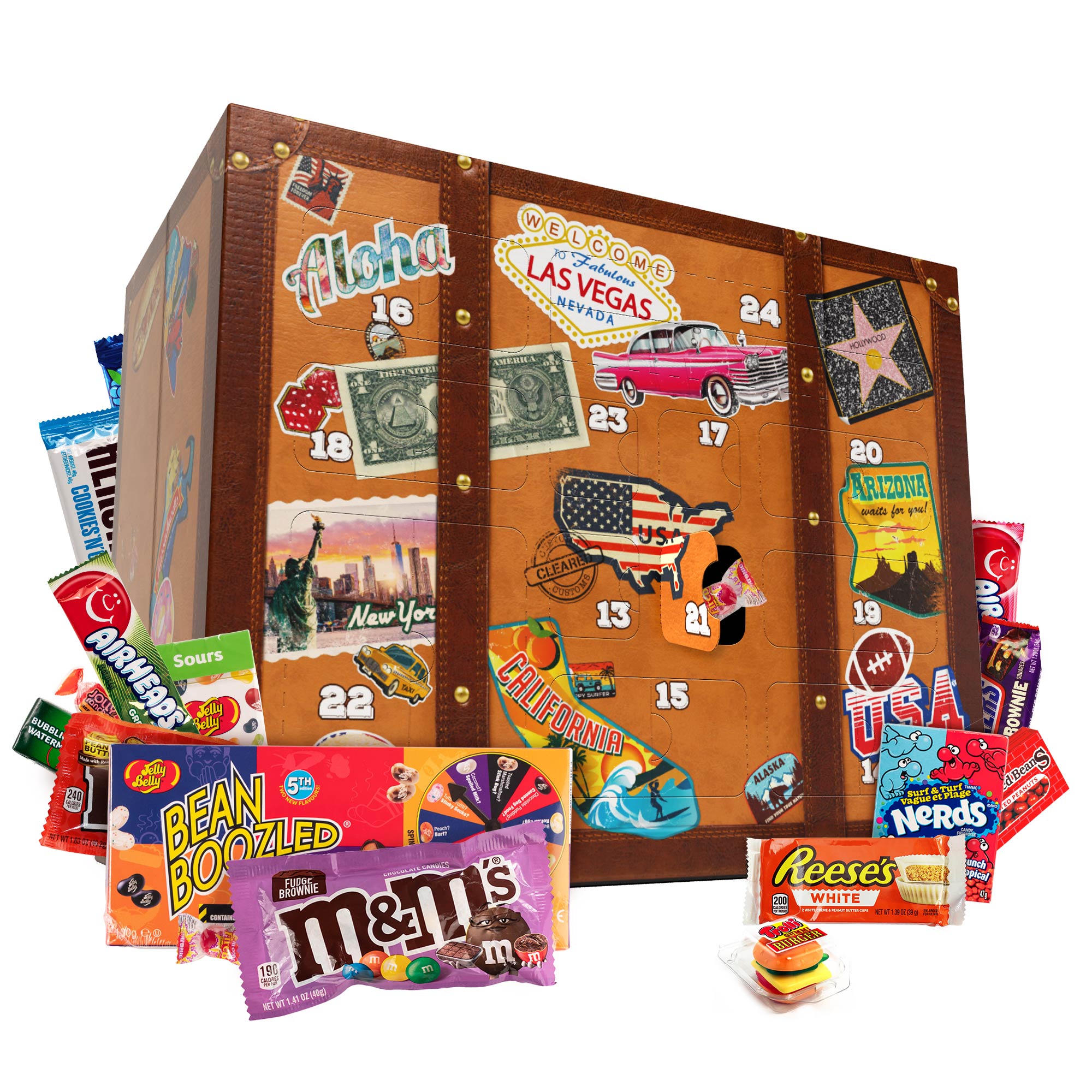 Adventskalender mit amerikanischen Süßigkeiten