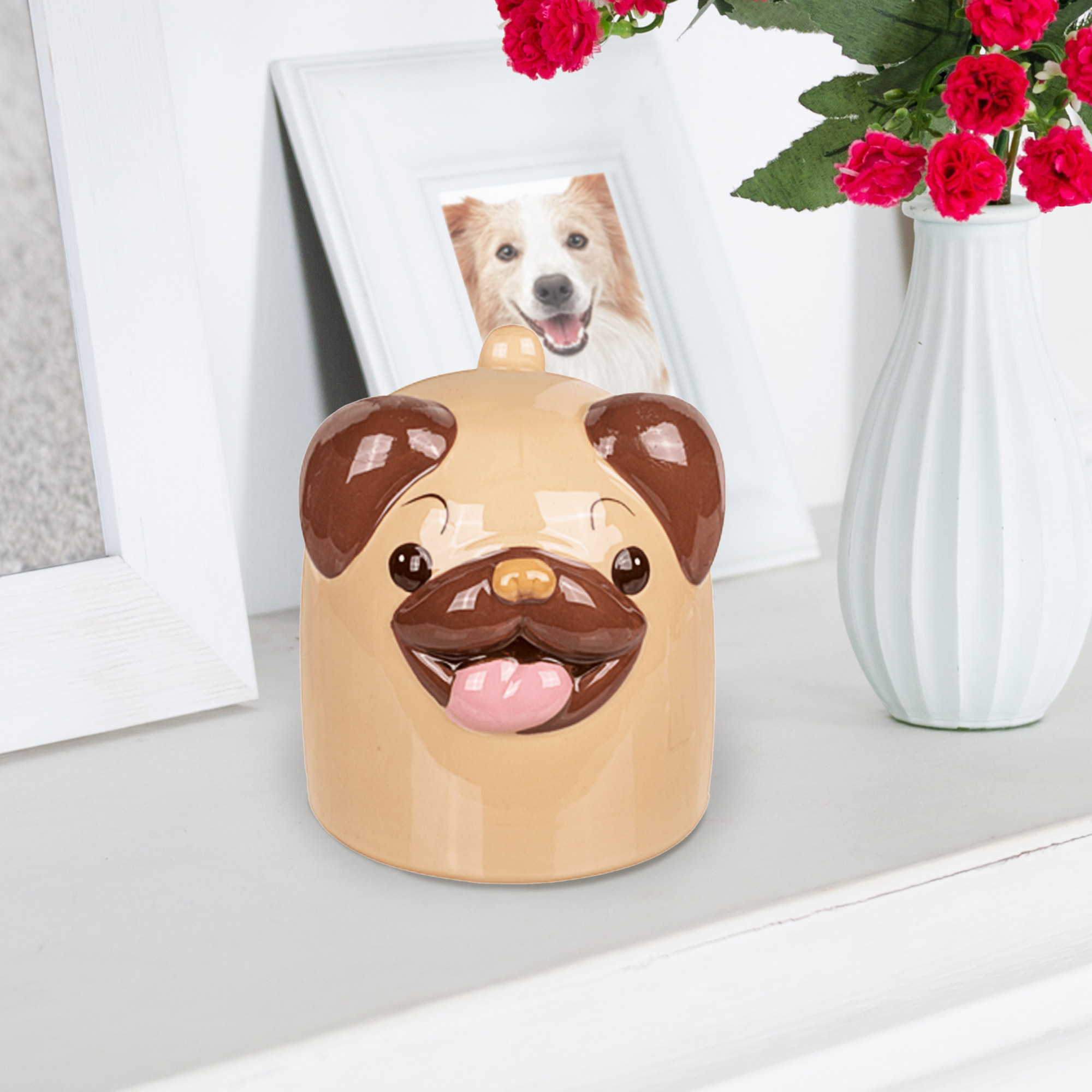Besondere Tasse in Hundeform, Keramiktasse im Mopd Design, Kaffeetasse aus Keramik, Hundetasse für Heißgetränke, Tier Tasse für Hundefreunde