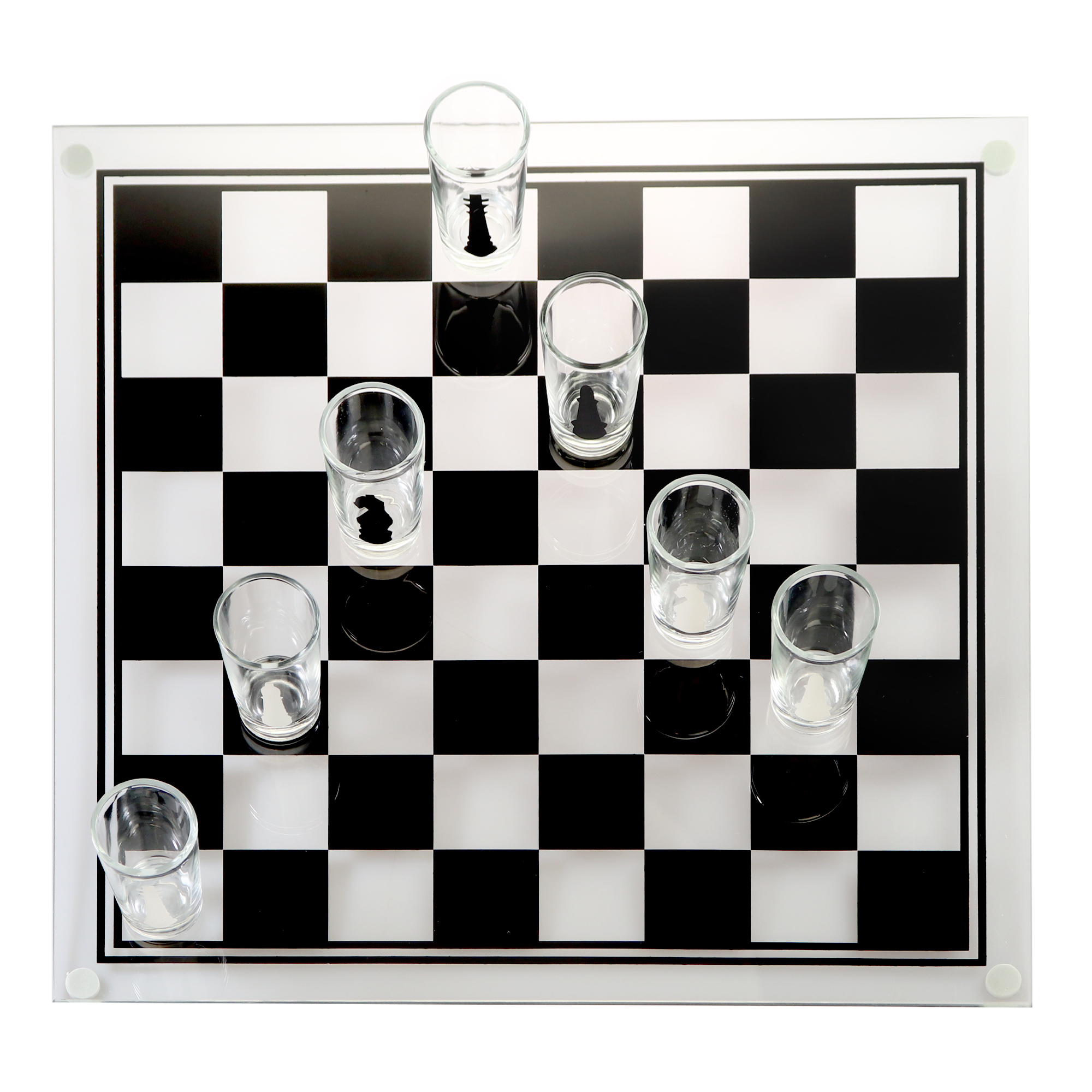 Trinkspiel Schach mit Schnapsgläsern, Schnapsglas Trink Schachspiel Partyspiel, Schnaps Trinkschachspiel Glas