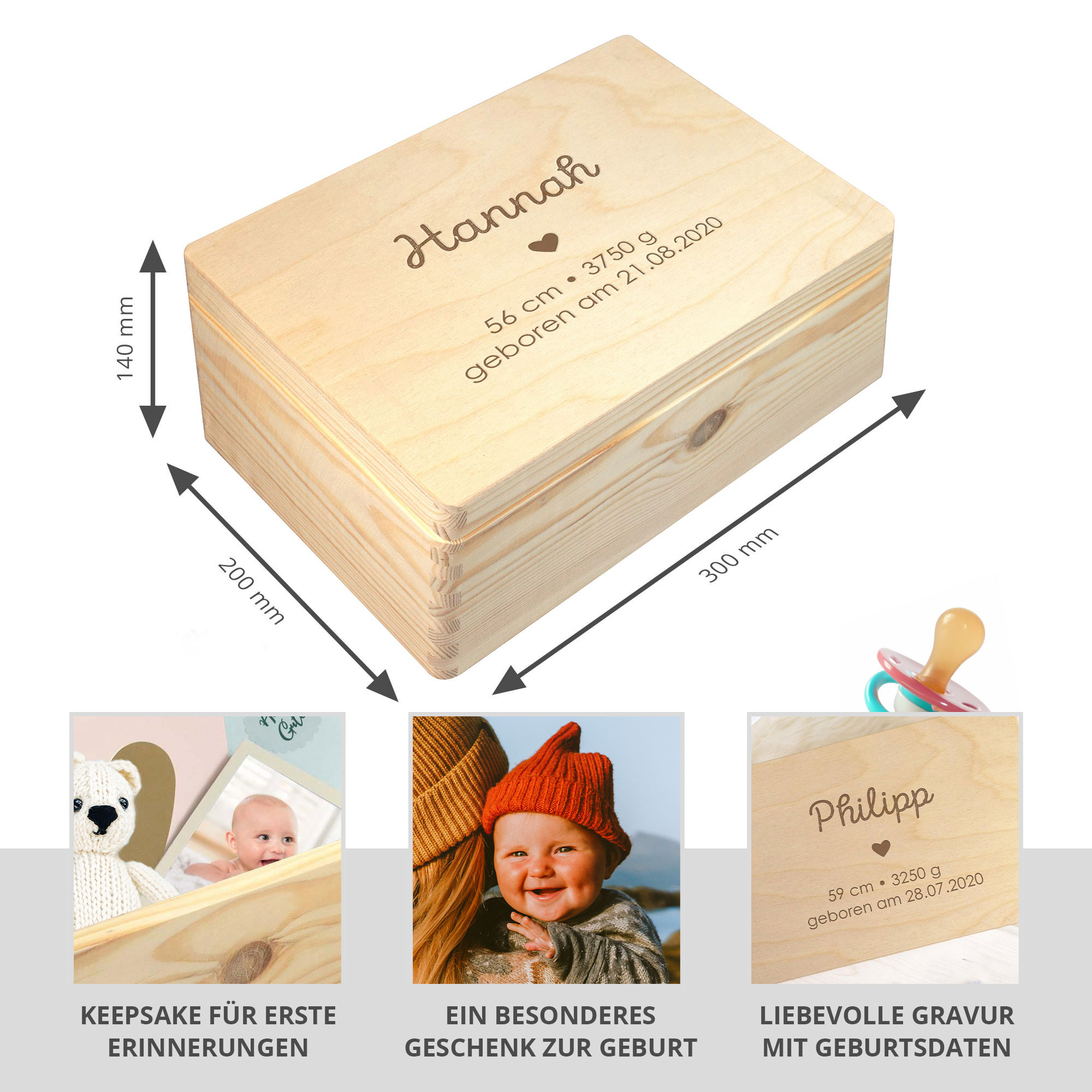 Erinnerungsbox zur Geburt - Personalisierte Memory Box