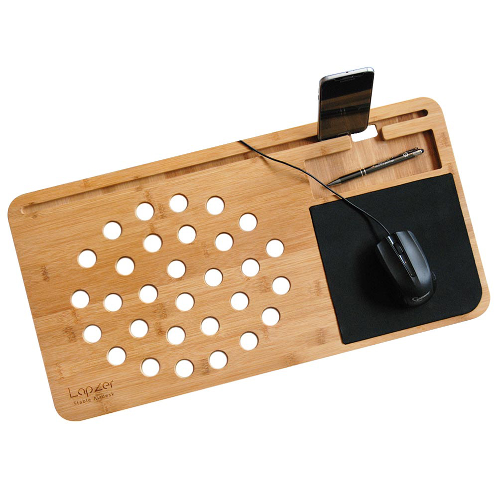 Laptoptisch mit Mauspad, Knietablett, Knietisch, Laptophalter mit Luftlöchern, Laptoptisch Bett, Betttisch Laptop, Lapdesk, Holz Unterlage