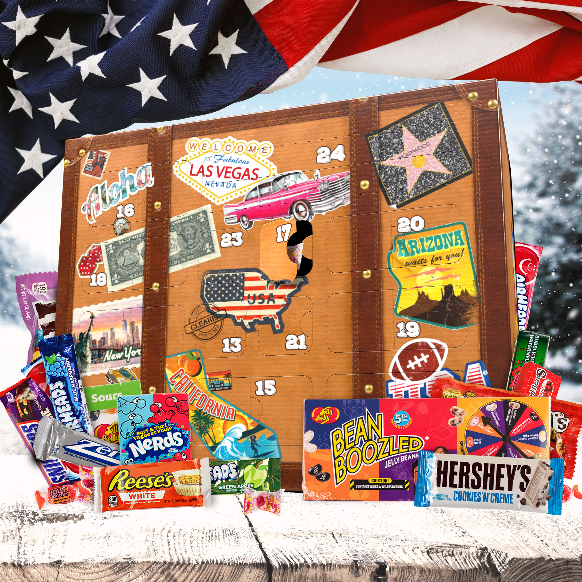Adventskalender mit amerikanischen Süßigkeiten 1