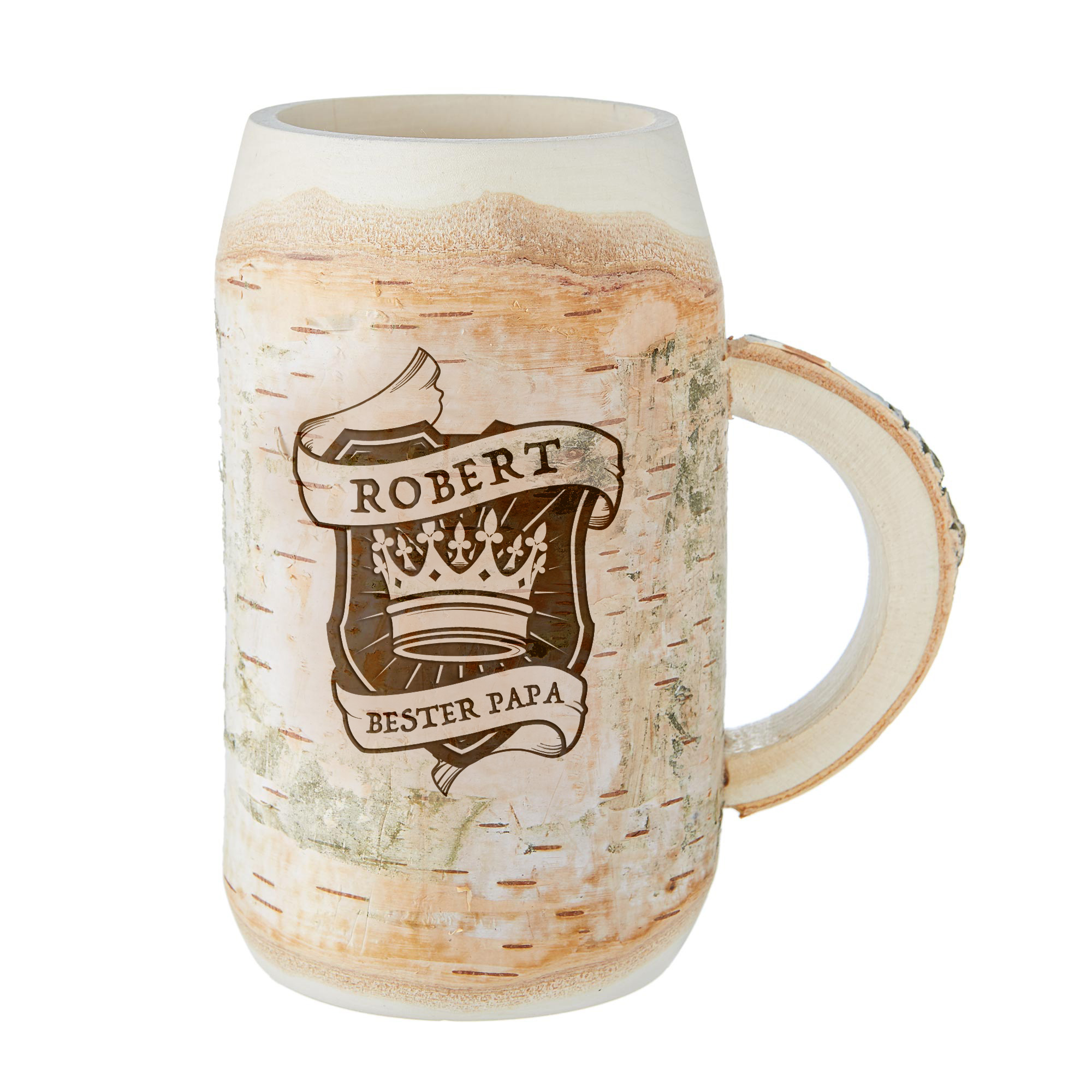 Holz Bierkrug mit Gravur Bester Papa - Name