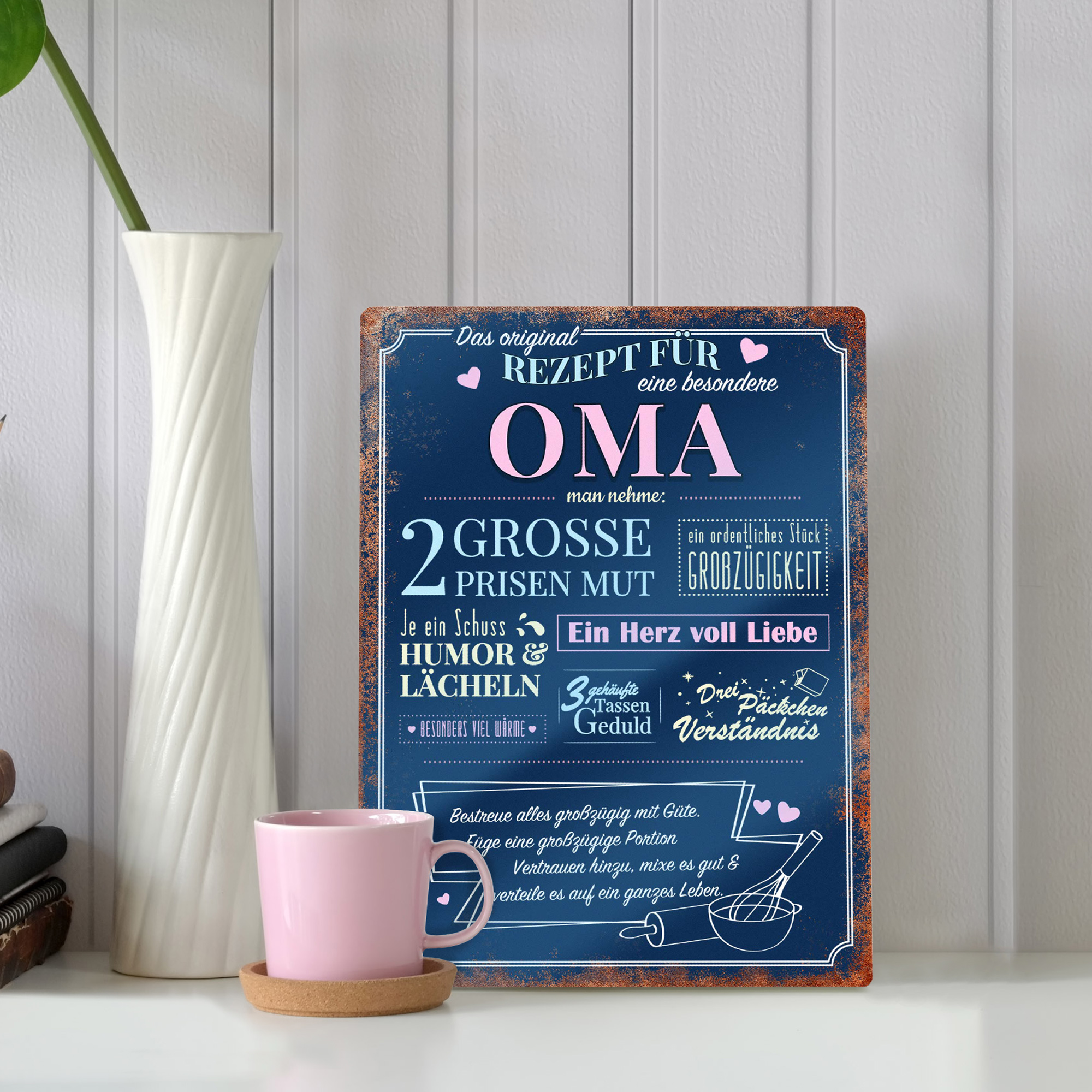 Wandschild mit Aufdruck - Rezept für die beste Oma