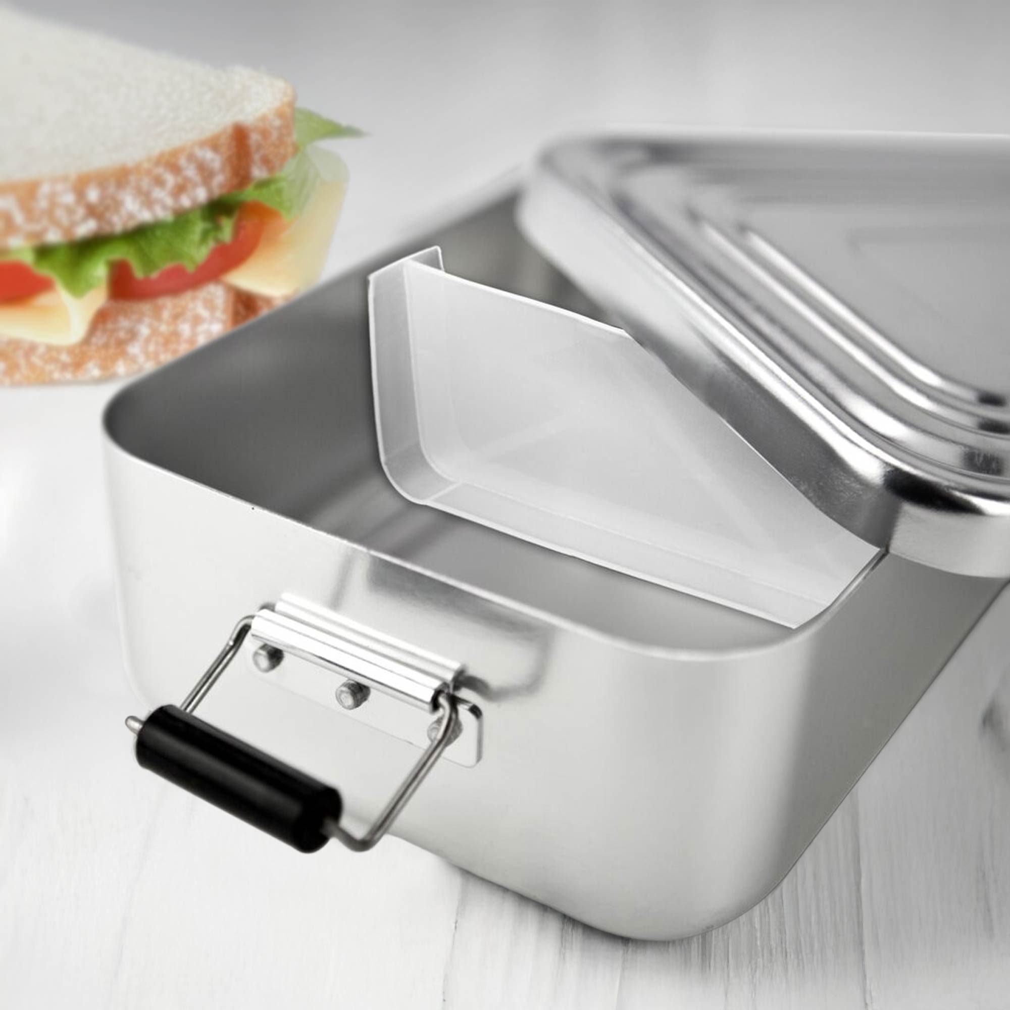 Brotdose Eckig Silber - Name - Personalisiert