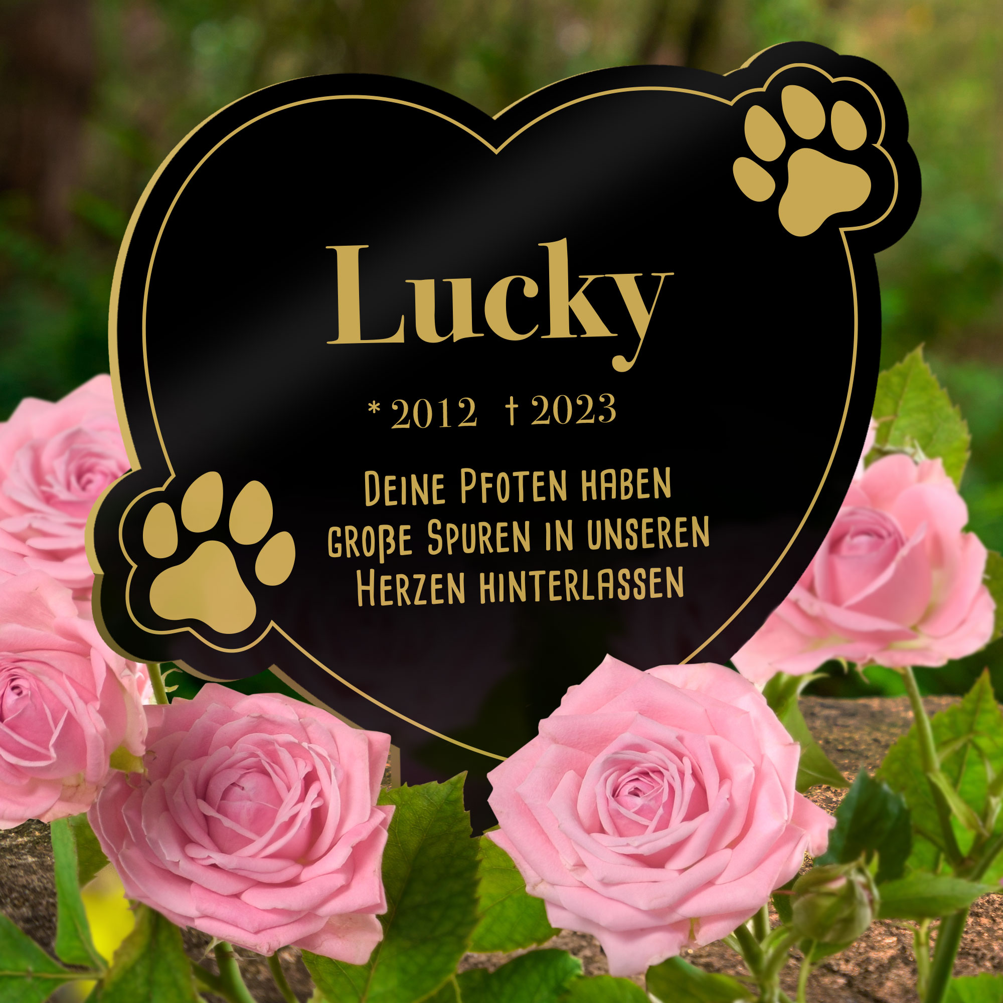 Gedenktafel für Hund - Schwarz