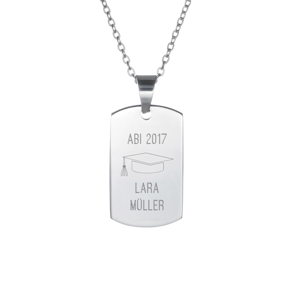 Dog Tag Kette mit Gravur - Abitur - personalisiert
