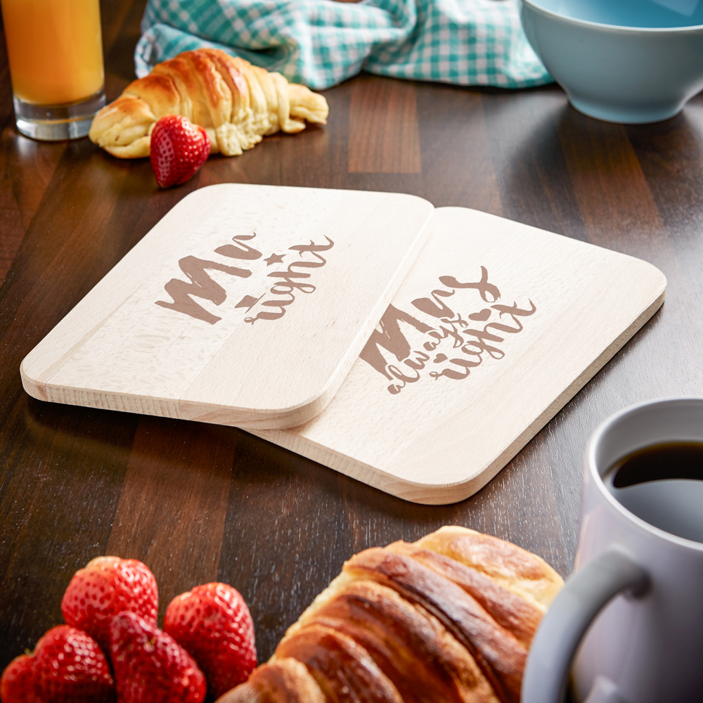 2er Set Frühstücksbretter mit Gravur - Mr & Mrs Right