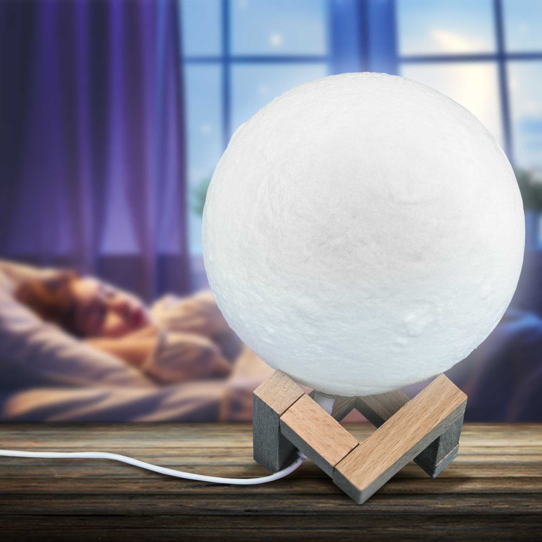 Tischlampe 3D - Mond Kugel