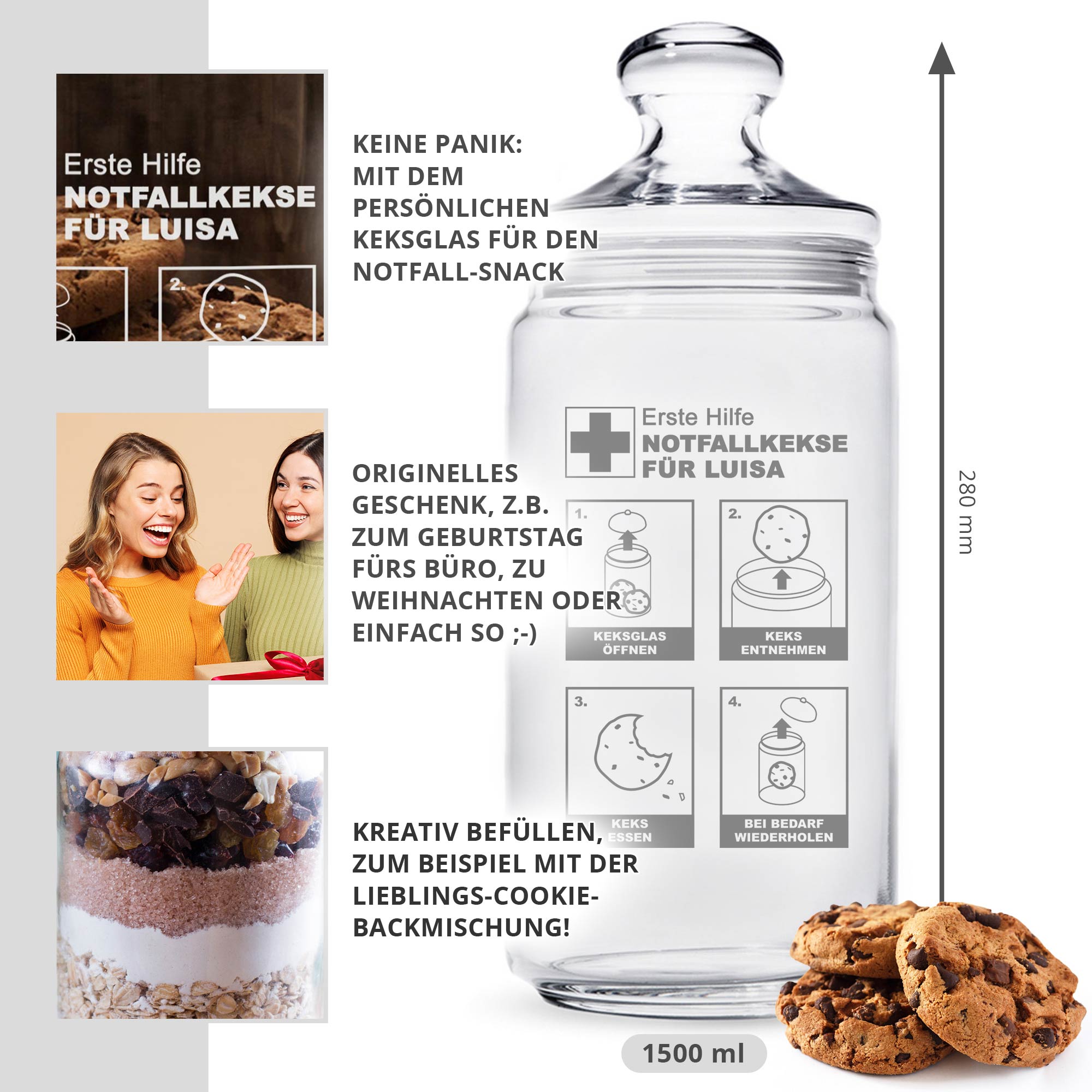 Personalisiertes Keksglas - Erste Hilfe Notfallkekse