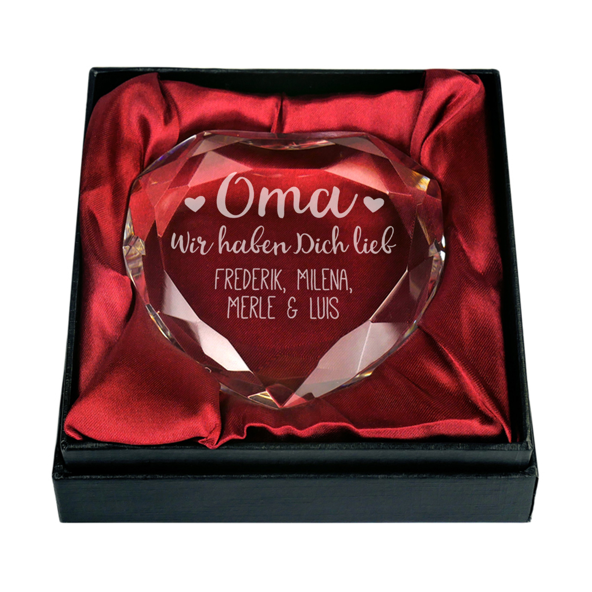 Herzkristall aus Glas für Oma - Personalisiert