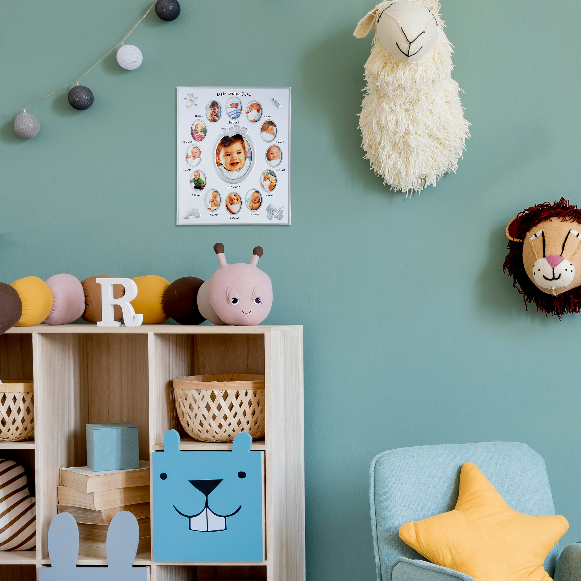 Bilderrahmen für Babybilder, Baby Galerie als Andenken, First Year Rahmen als Geschenk zur Geburt, Geburtstagsgeschenk für Einjährige